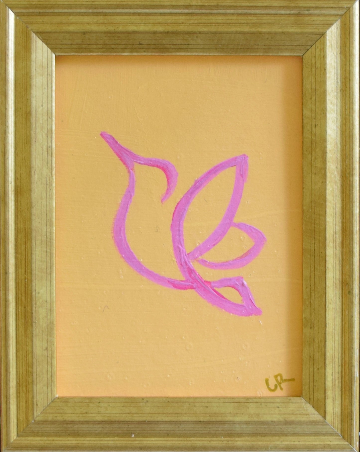 TANGERINE HUMMINGBIRD ON TURQUOISE BACKGROUND