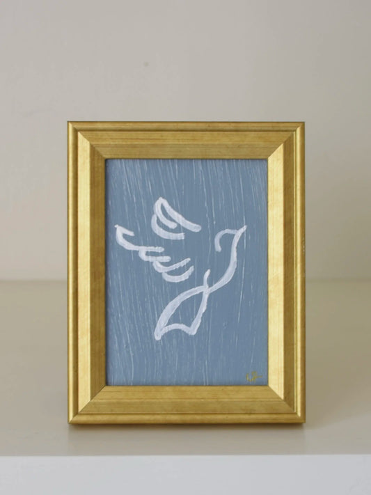 Dove IV in Gold Frame (Steel Blue)