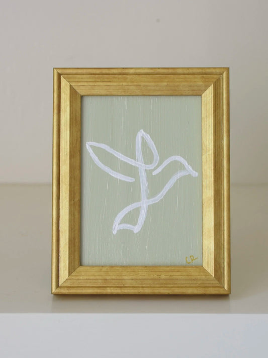Dove II in Gold Frame (Sage)