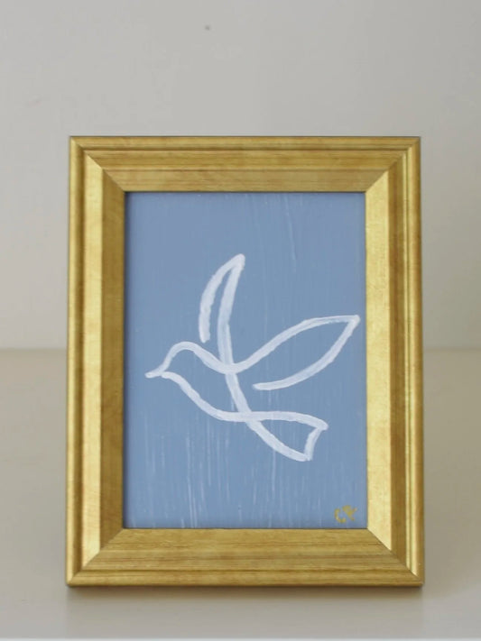 Dove I in Gold Frame (Steel Blue)