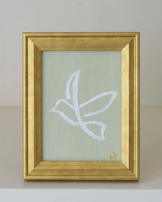 Dove I in Gold Frame (Sage)