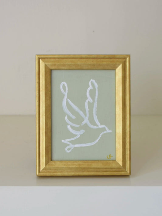 Dove III in Gold Frame (Sage)