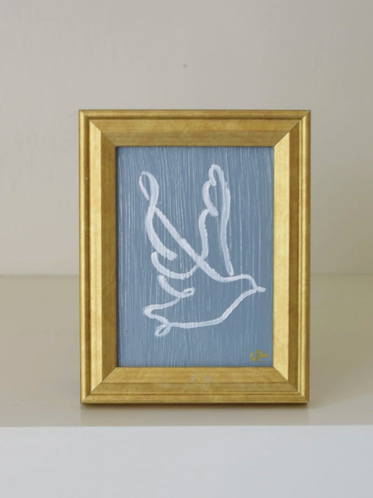 Dove III in Gold Frame (Steel Blue)