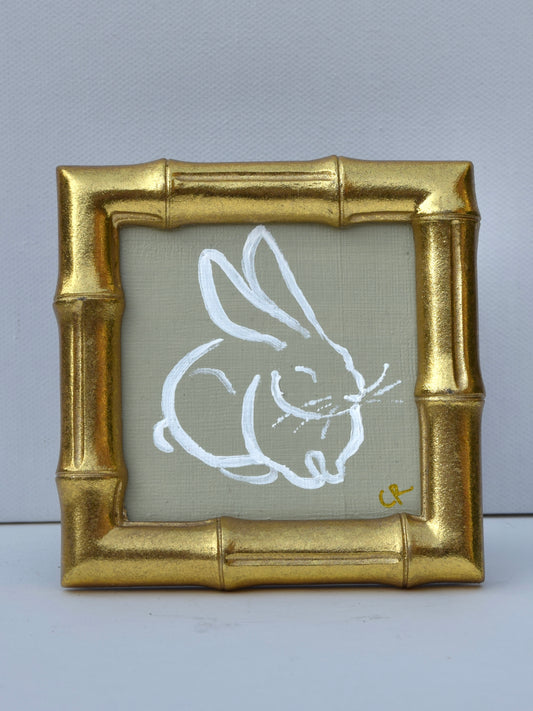 Bunny II (Sage) in Gold Round, Square, Oval or Rectangle Frame