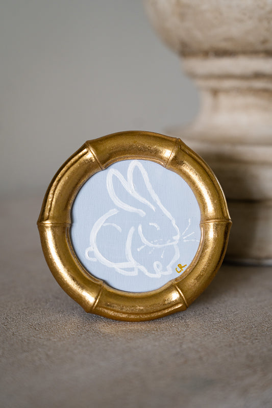 Bunny II (Blue) in Gold Round, Square, Oval or Rectangle Frame