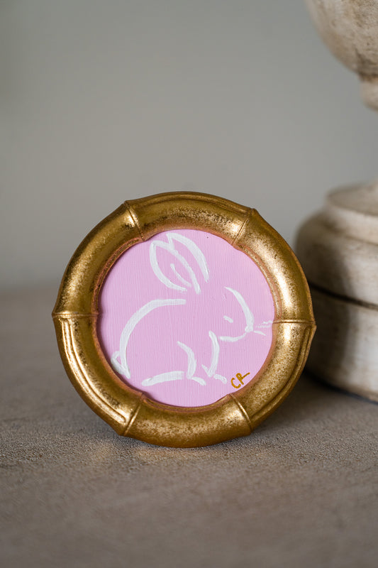 Bunny I (Pink) in Gold Round, Square, Oval or Rectangle Frame