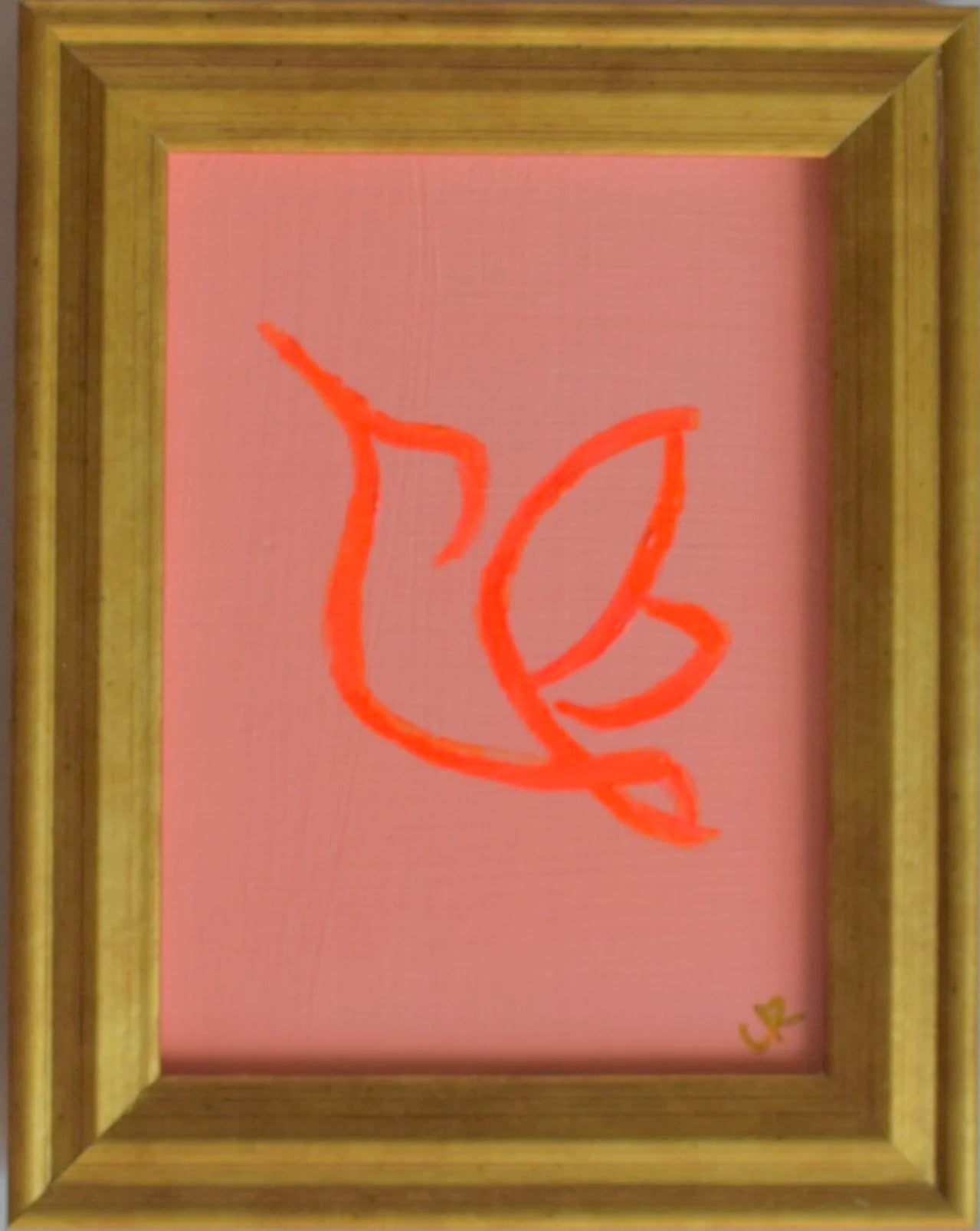 TANGERINE HUMMINGBIRD ON TURQUOISE BACKGROUND