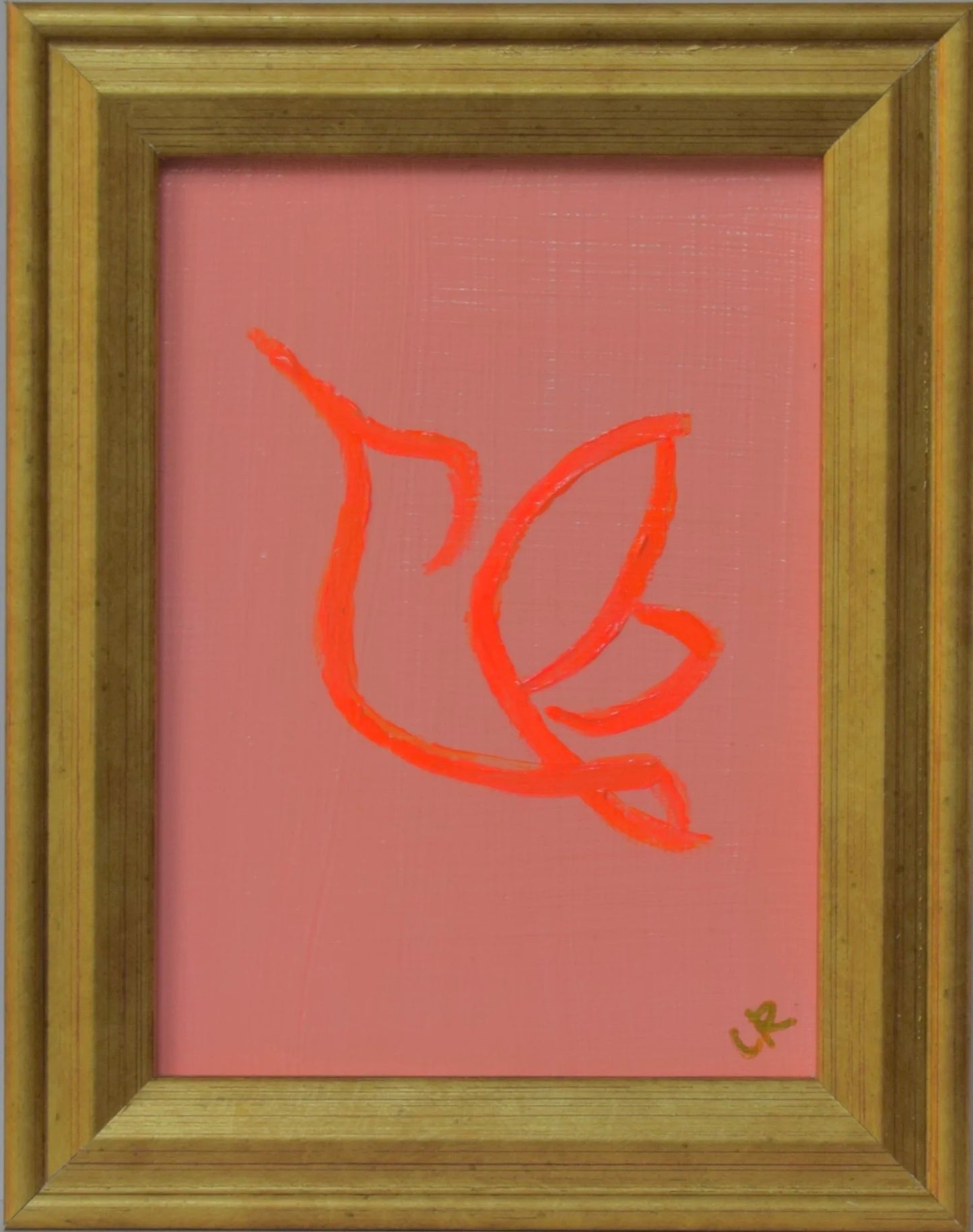 TANGERINE HUMMINGBIRD ON TURQUOISE BACKGROUND