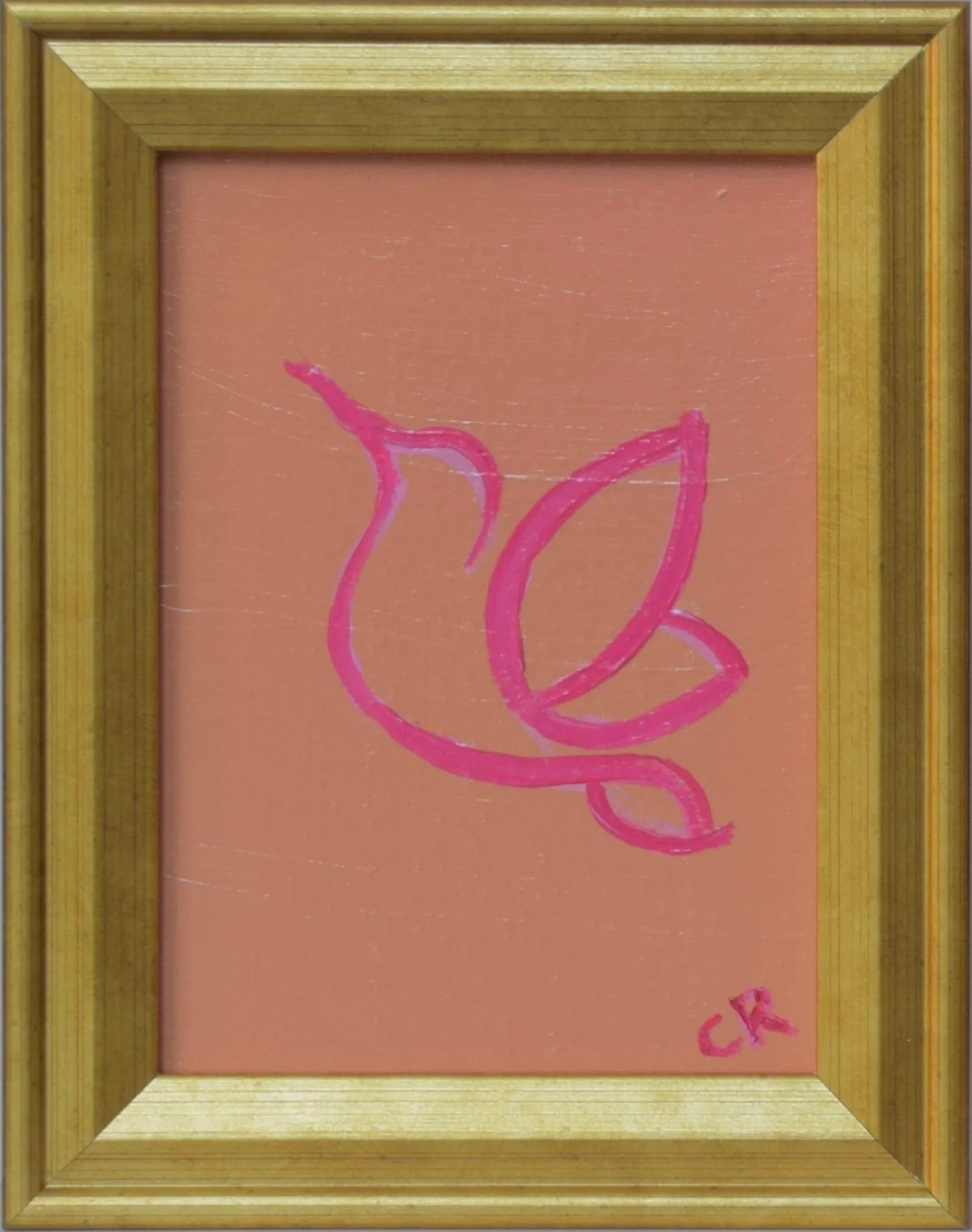 TANGERINE HUMMINGBIRD ON TURQUOISE BACKGROUND