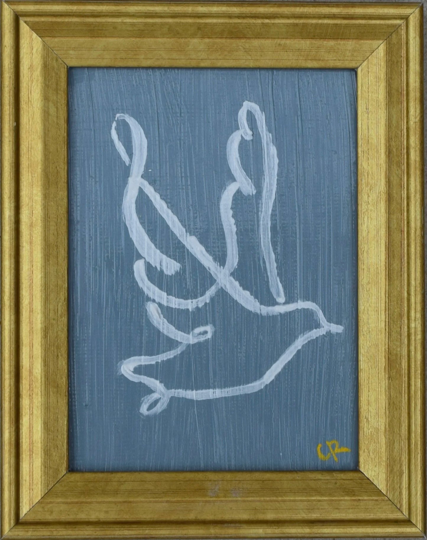 Dove III in Gold Frame (Steel Blue)