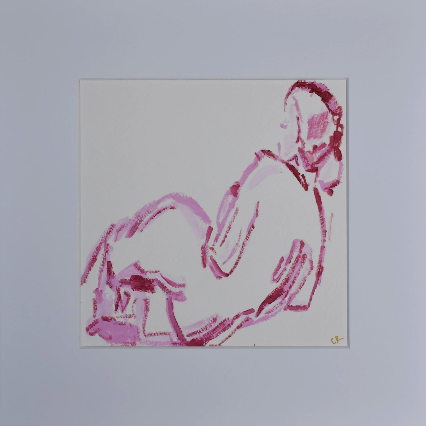 12" x 12" Figure Study POSE I  (Pink on White)