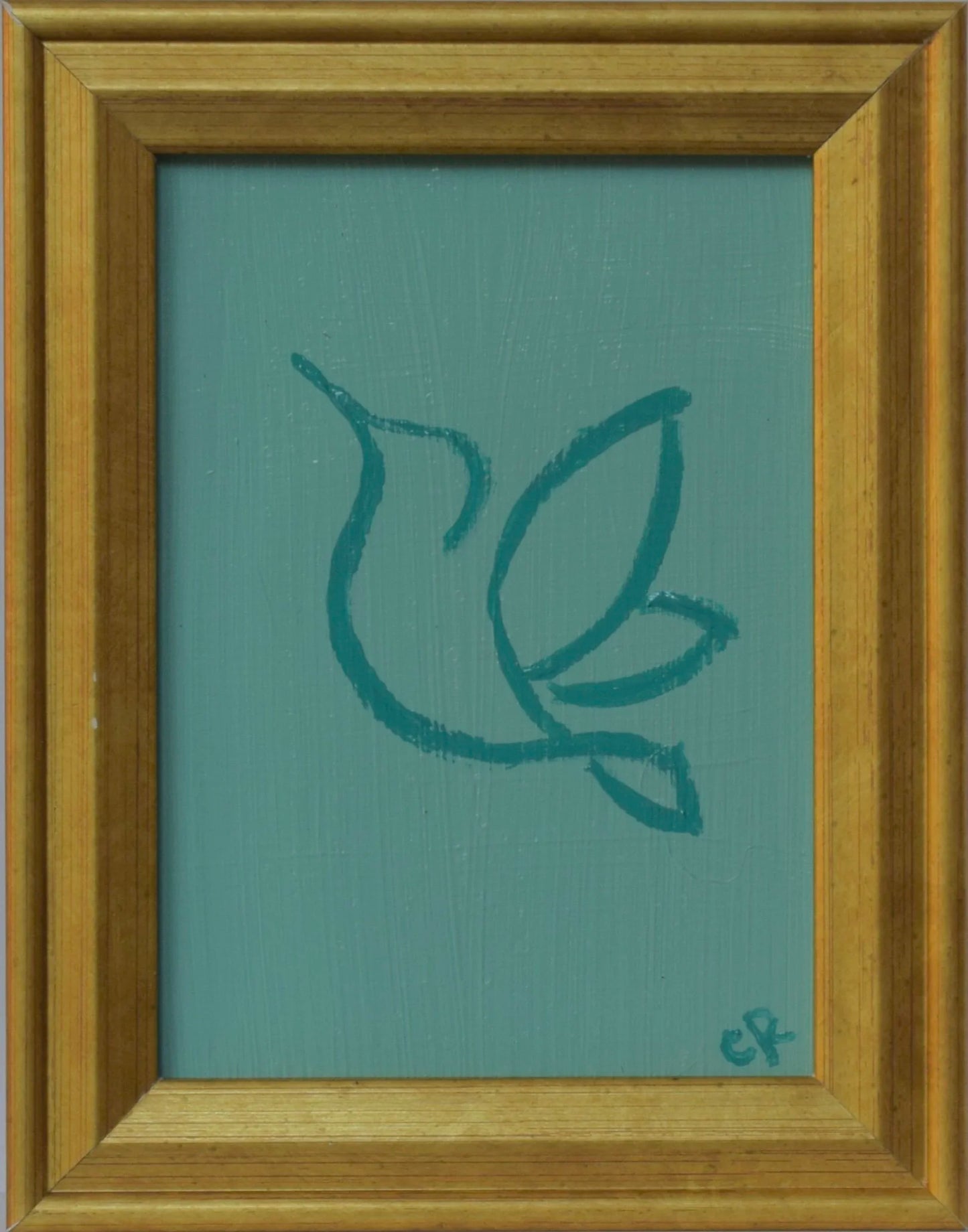TANGERINE HUMMINGBIRD ON TURQUOISE BACKGROUND