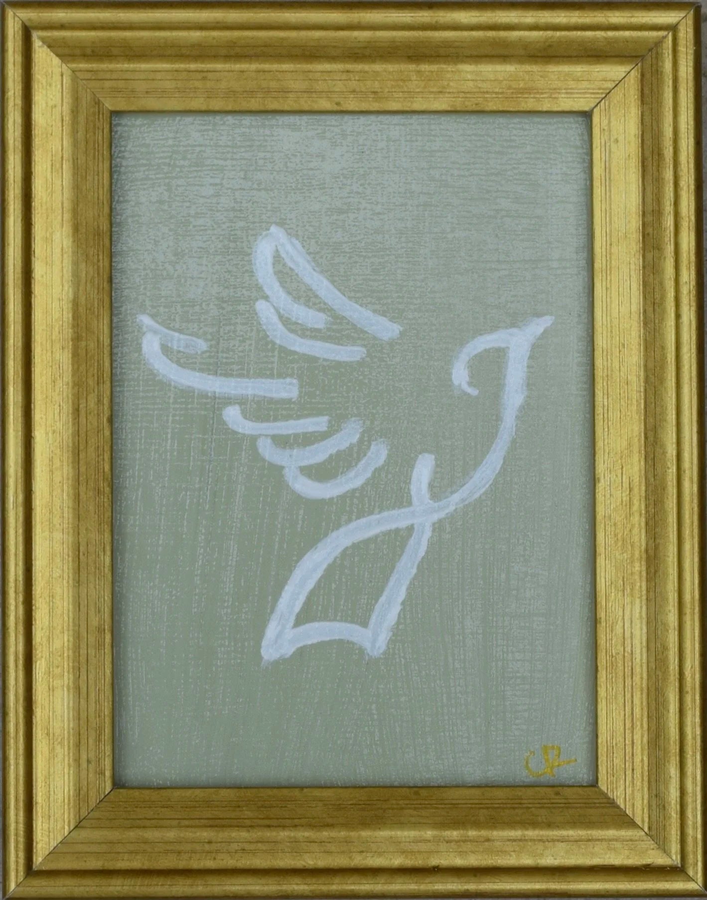 Dove IV in Gold Frame (Sage)
