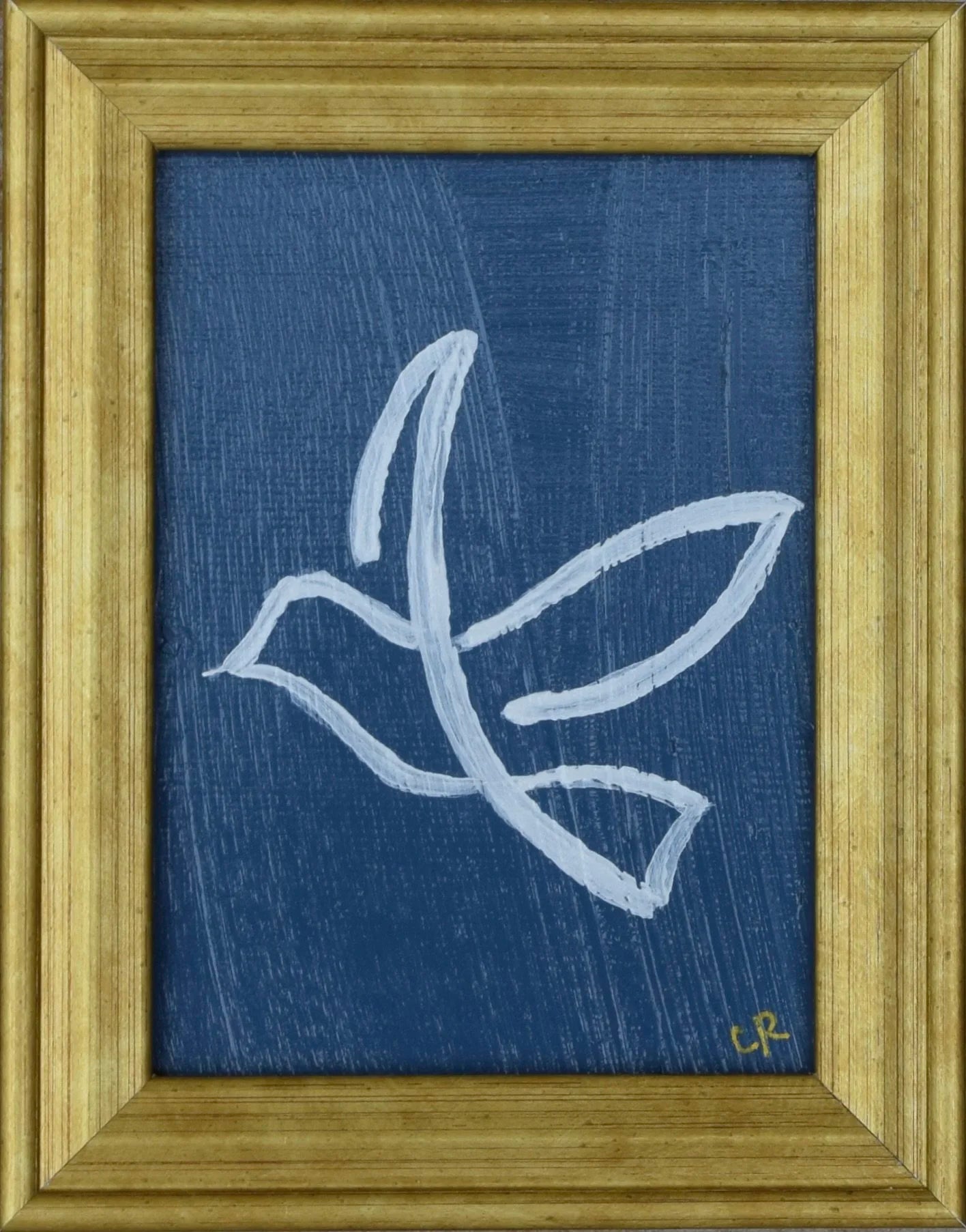 Dove I in Gold Frame (Navy)