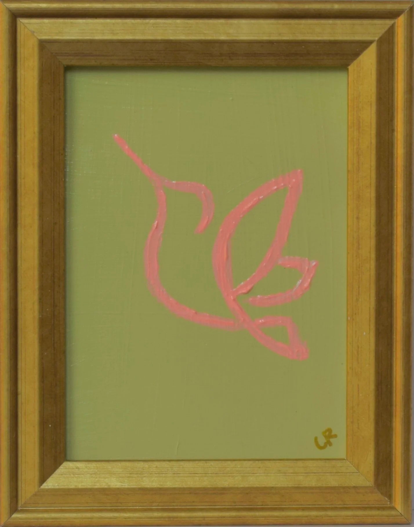 TANGERINE HUMMINGBIRD ON TURQUOISE BACKGROUND