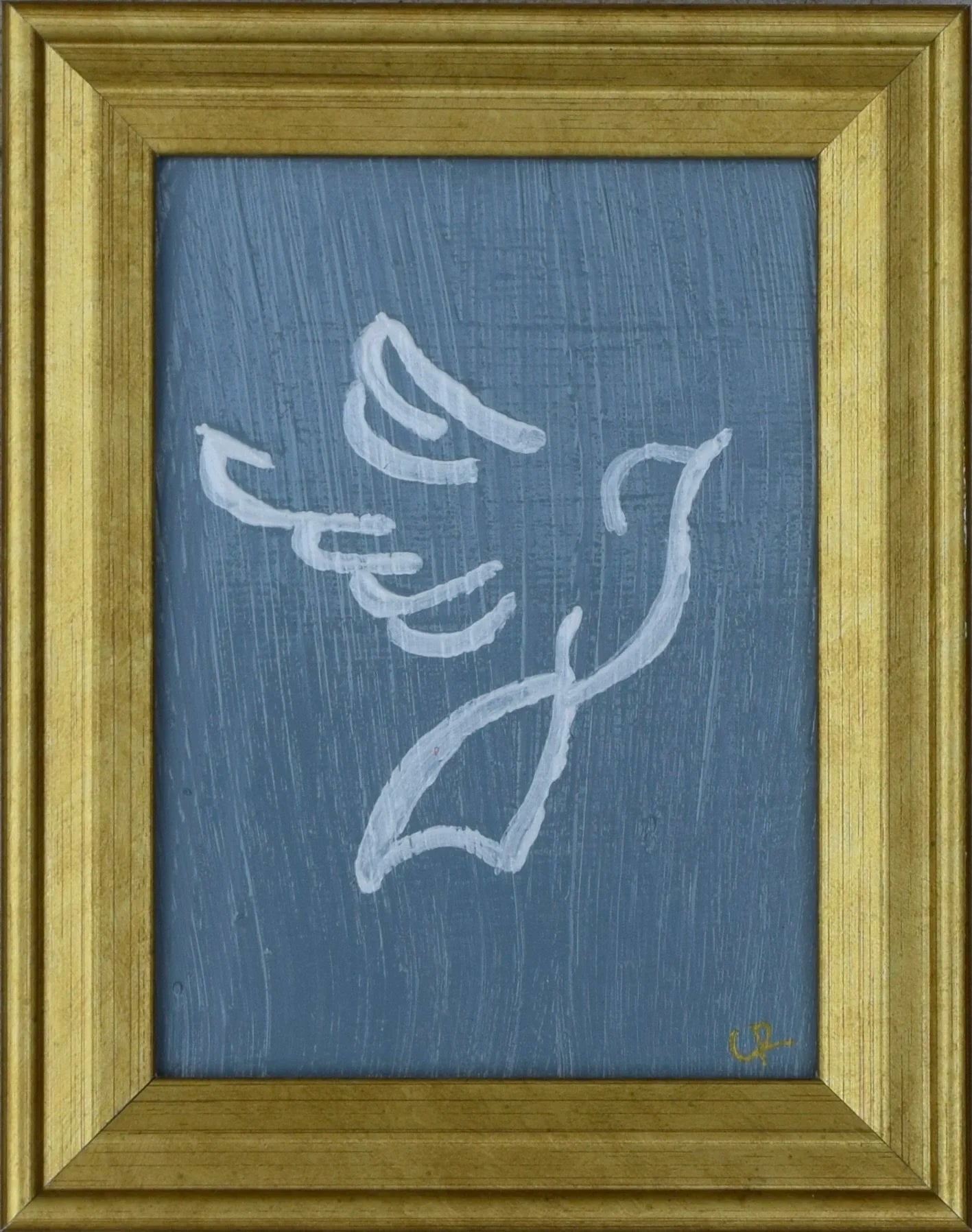 Dove IV in Gold Frame (Steel Blue)