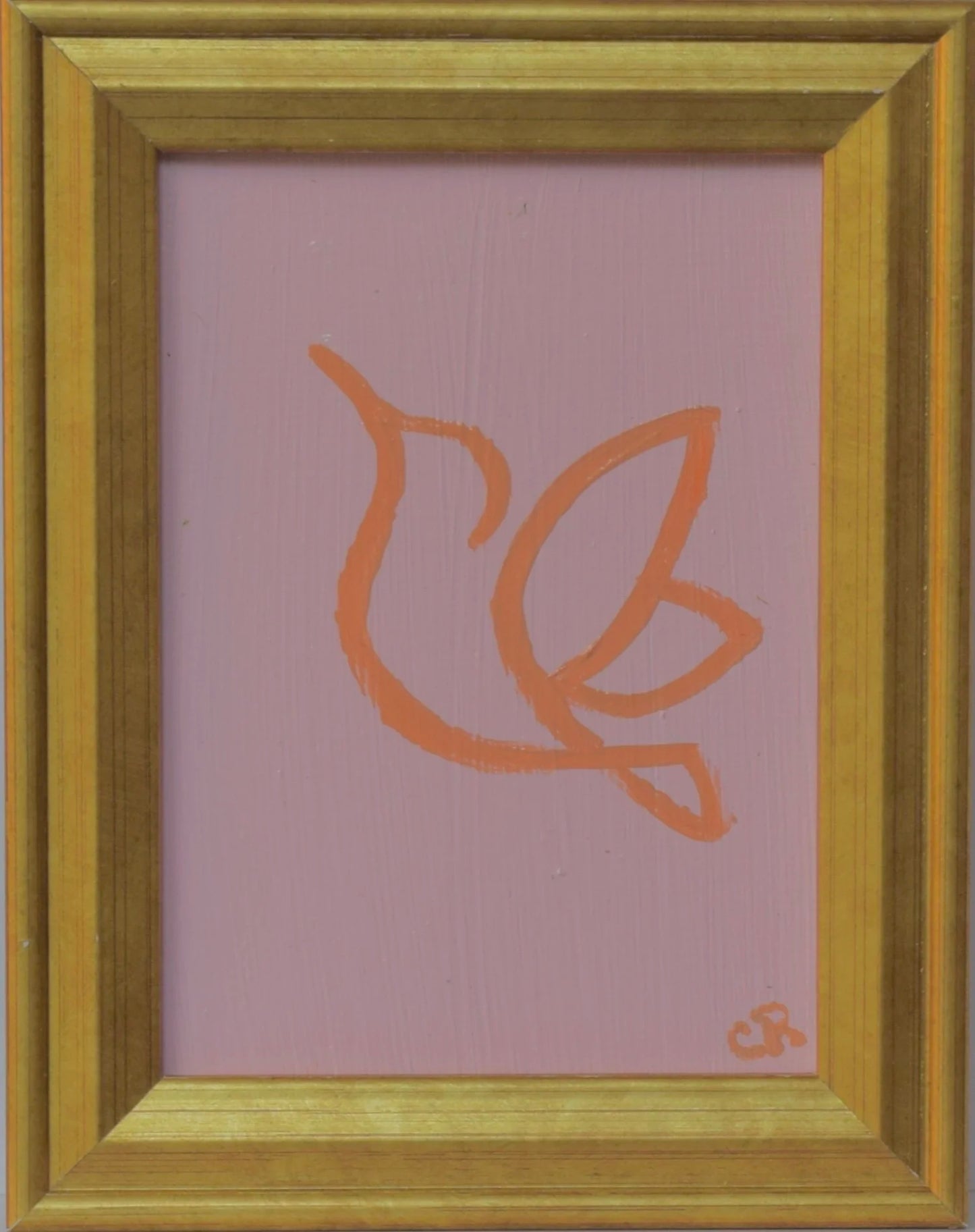 TANGERINE HUMMINGBIRD ON TURQUOISE BACKGROUND