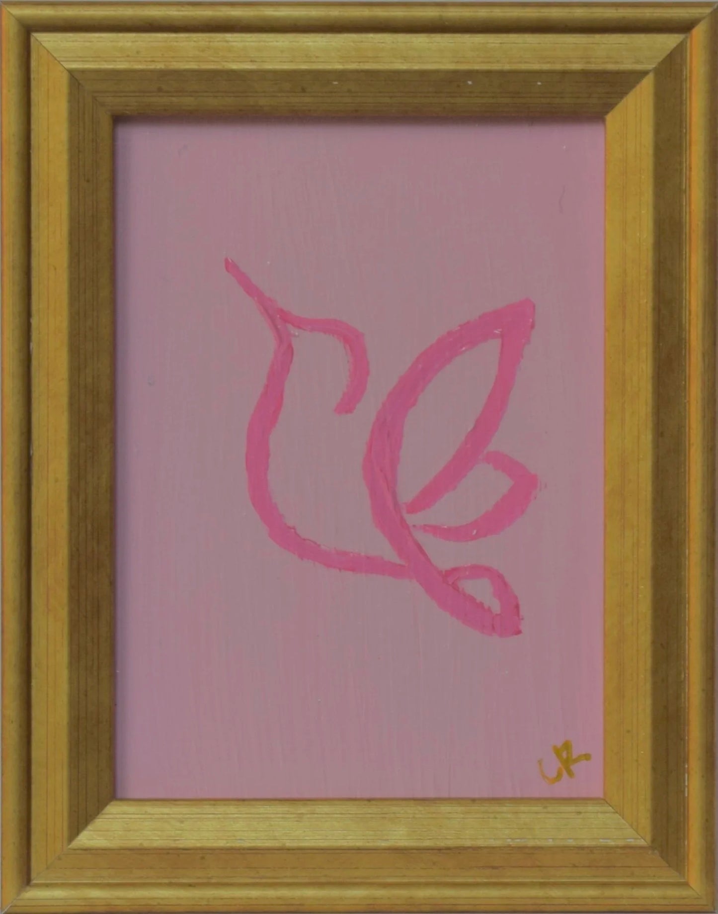 TANGERINE HUMMINGBIRD ON TURQUOISE BACKGROUND