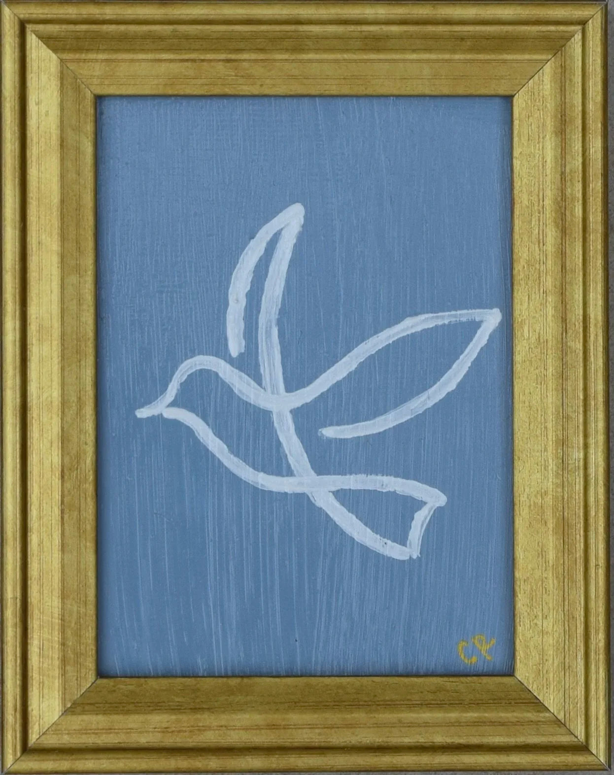 Dove I in Gold Frame (Steel Blue)
