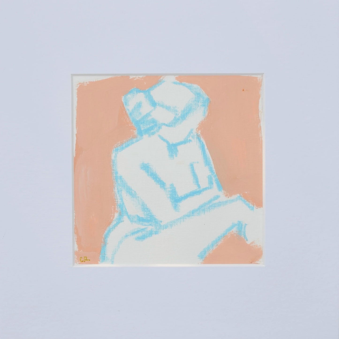 10" x 10" Figure Study POSE II on Tangerine Background