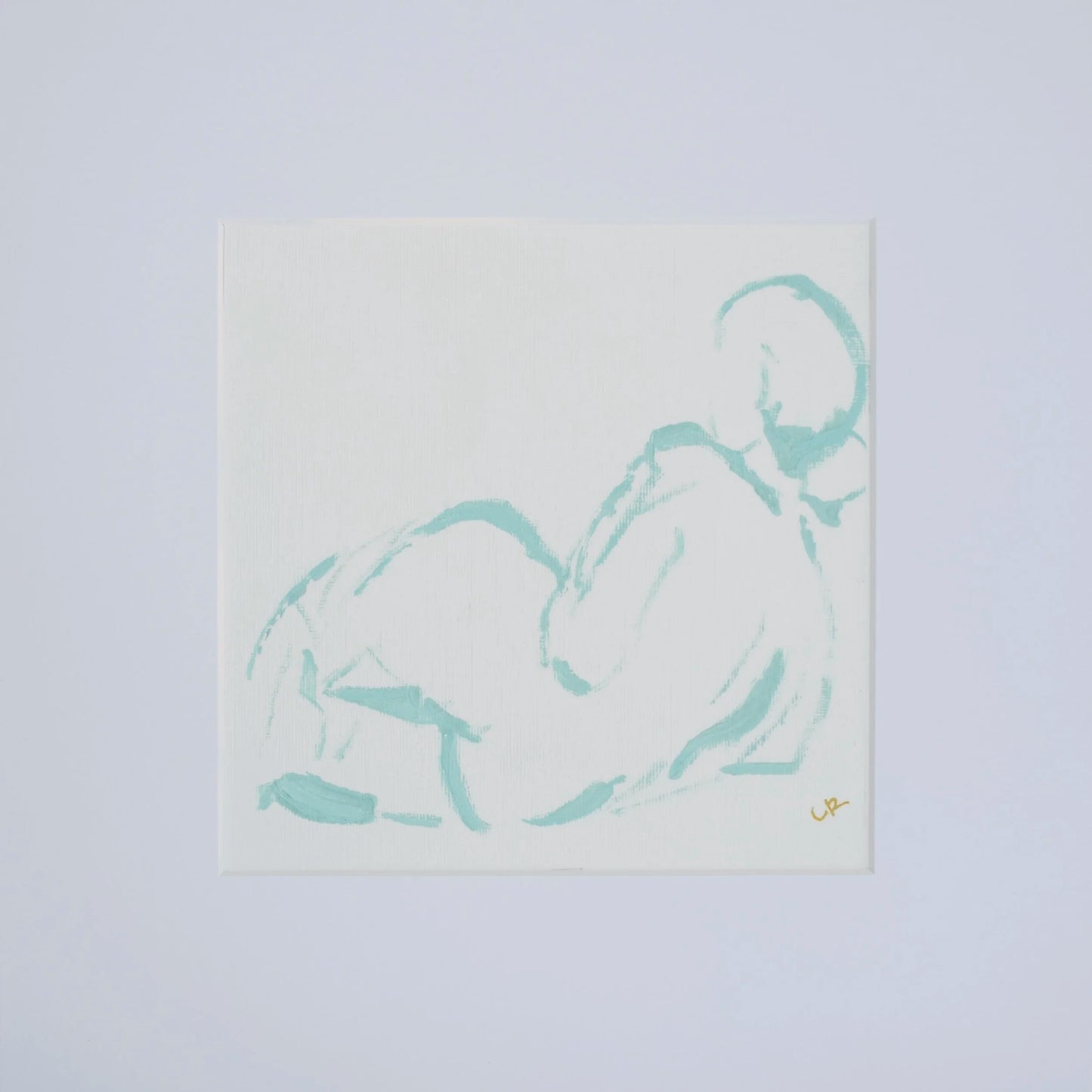 12" x 12" Figure Study POSE I  (Turquoise on White)