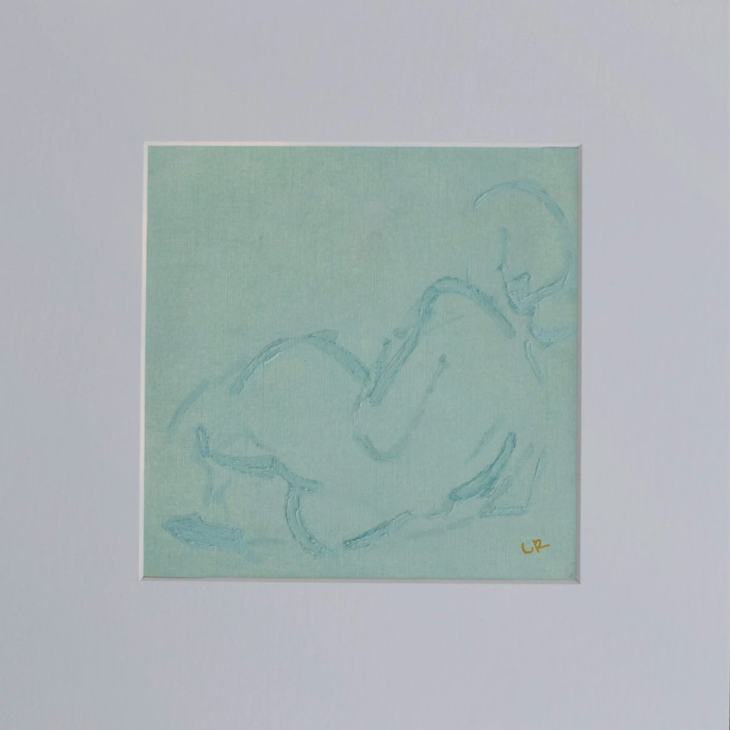 12" x 12" Figure Study POSE I  (Turquoise on Turquoise)