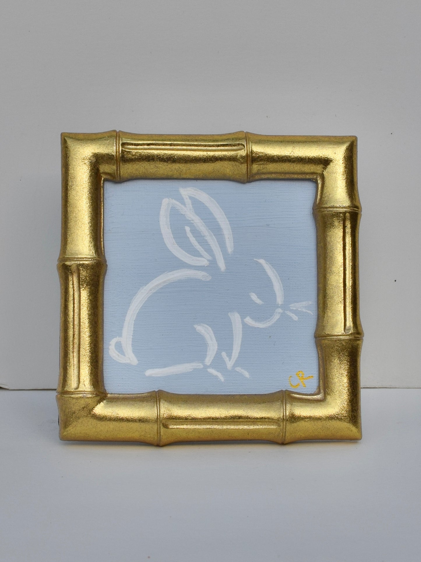 Bunny I (Blue) in Gold Round, Square, Oval or Rectangle Frame