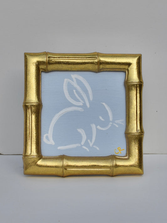 Bunny I (Blue) in Gold Round, Square, Oval or Rectangle Frame