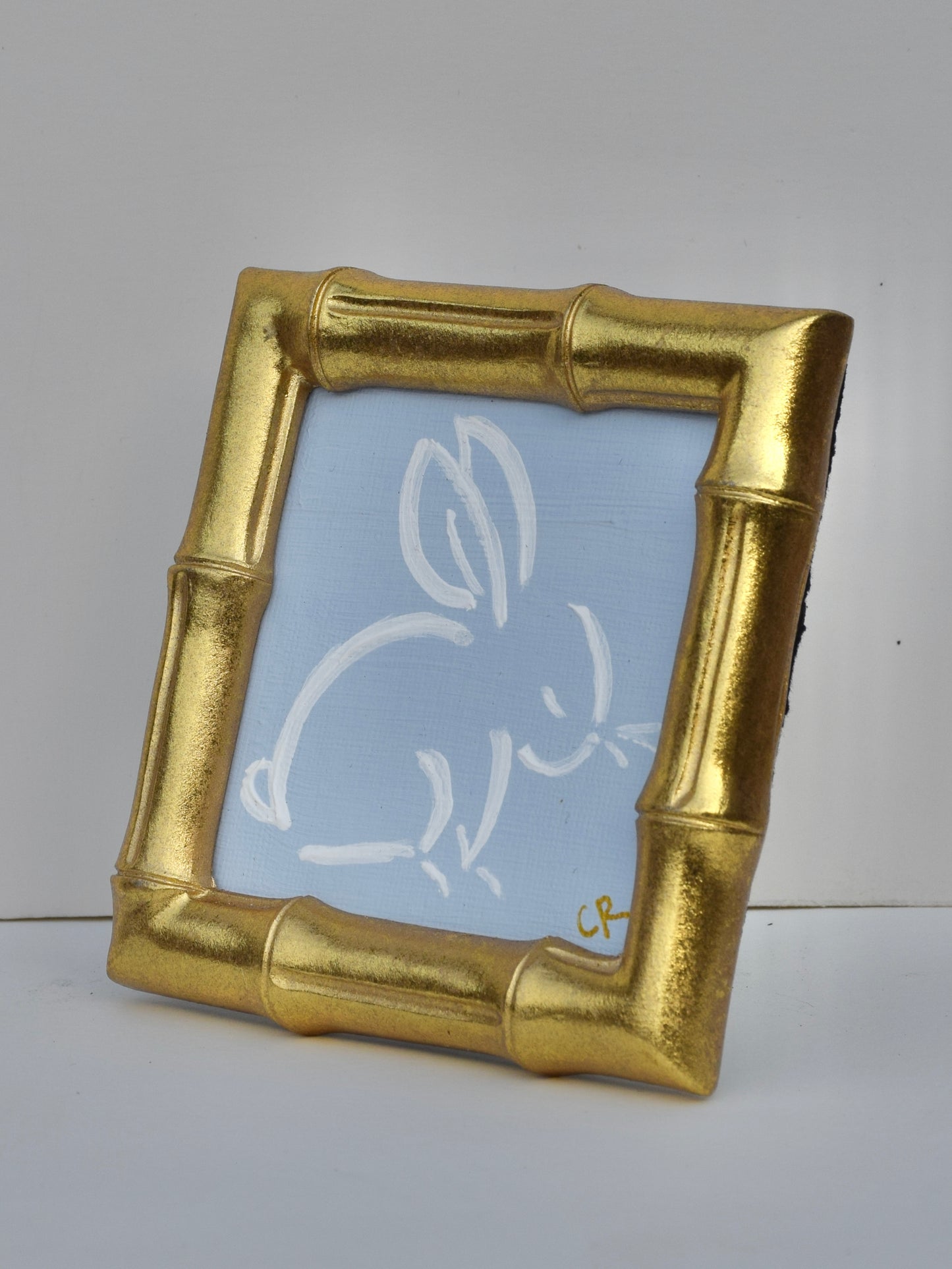 Bunny I (Blue) in Gold Round, Square, Oval or Rectangle Frame