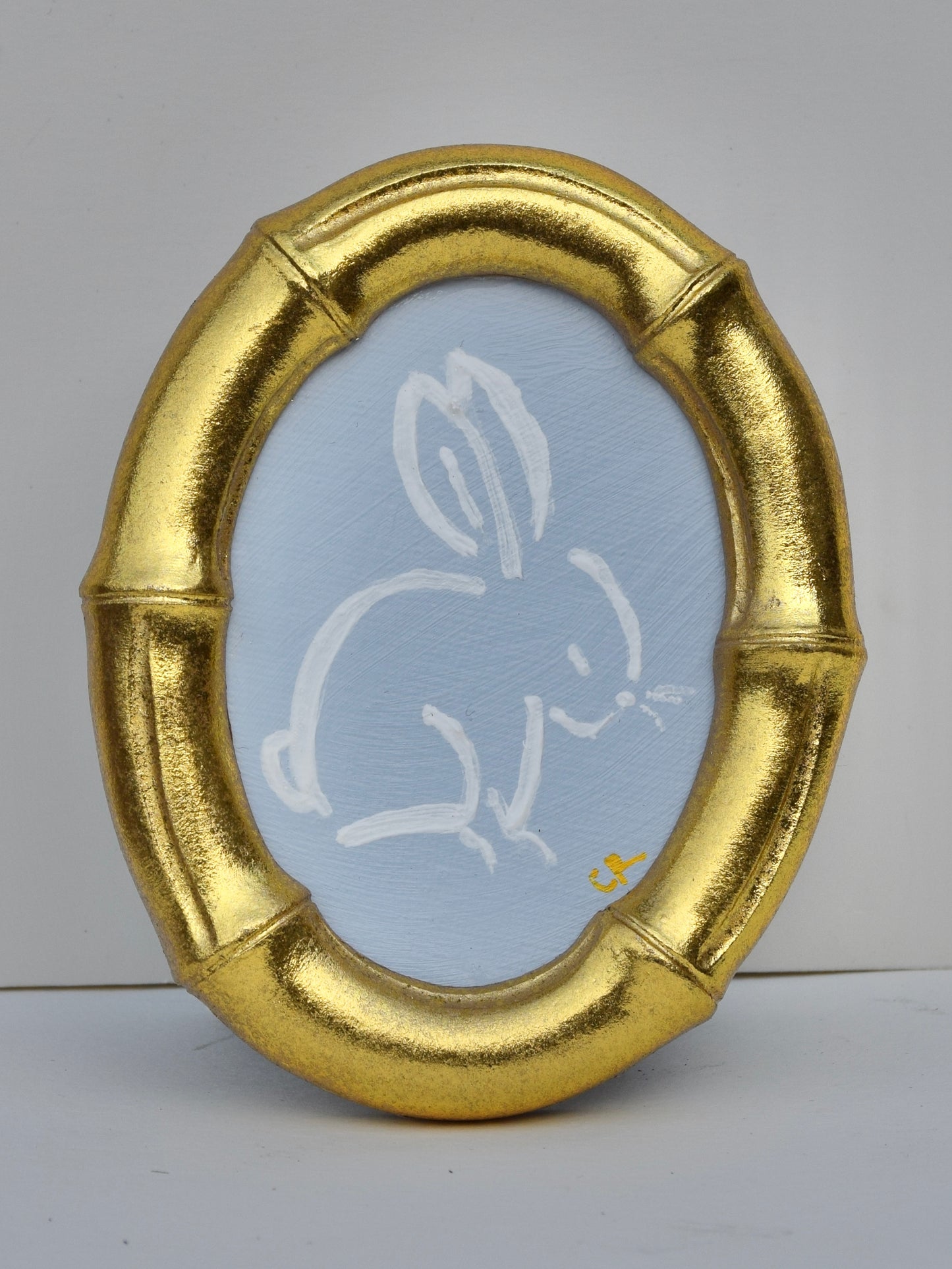 Bunny I (Blue) in Gold Round, Square, Oval or Rectangle Frame