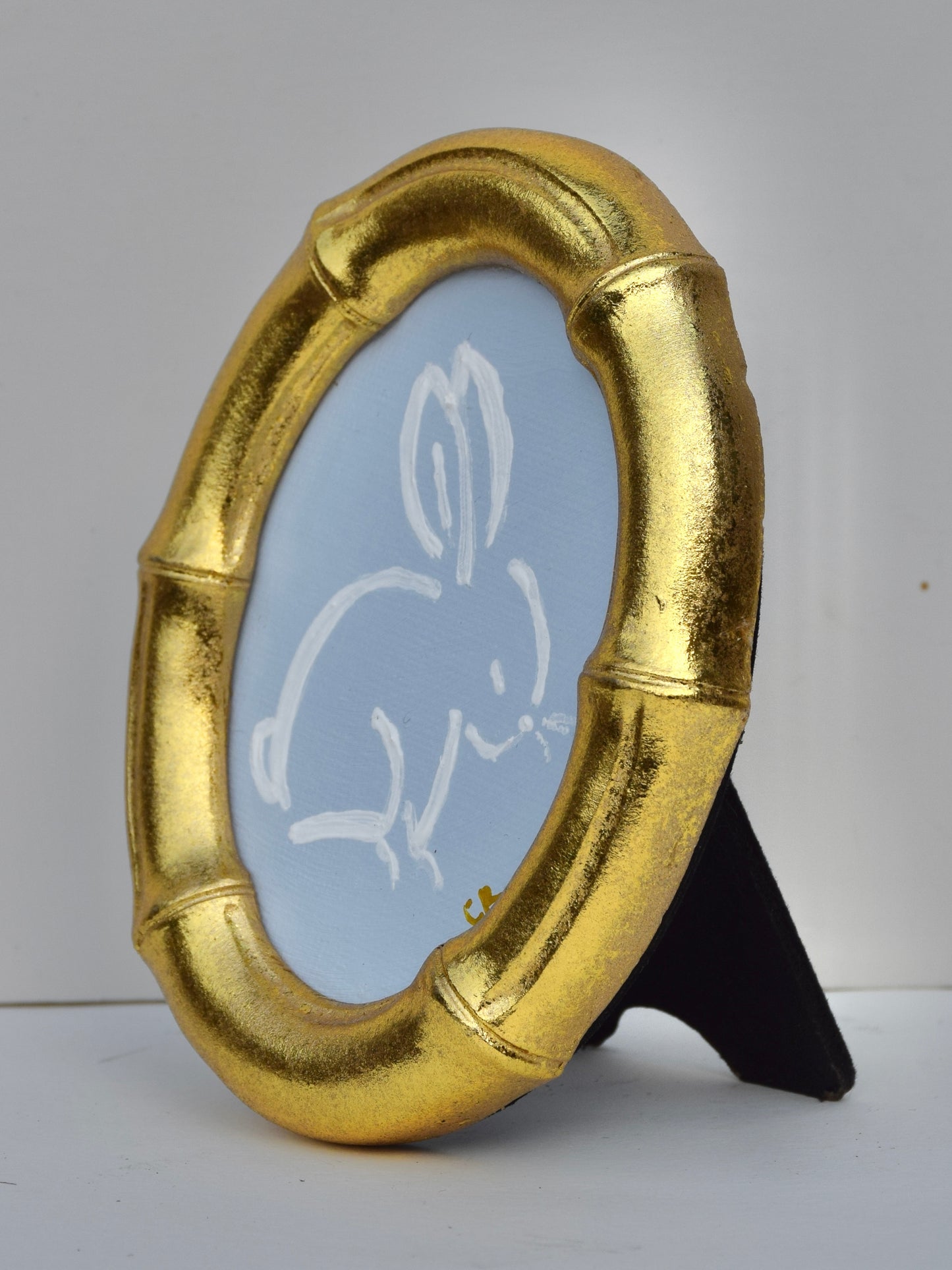 Bunny I (Blue) in Gold Round, Square, Oval or Rectangle Frame
