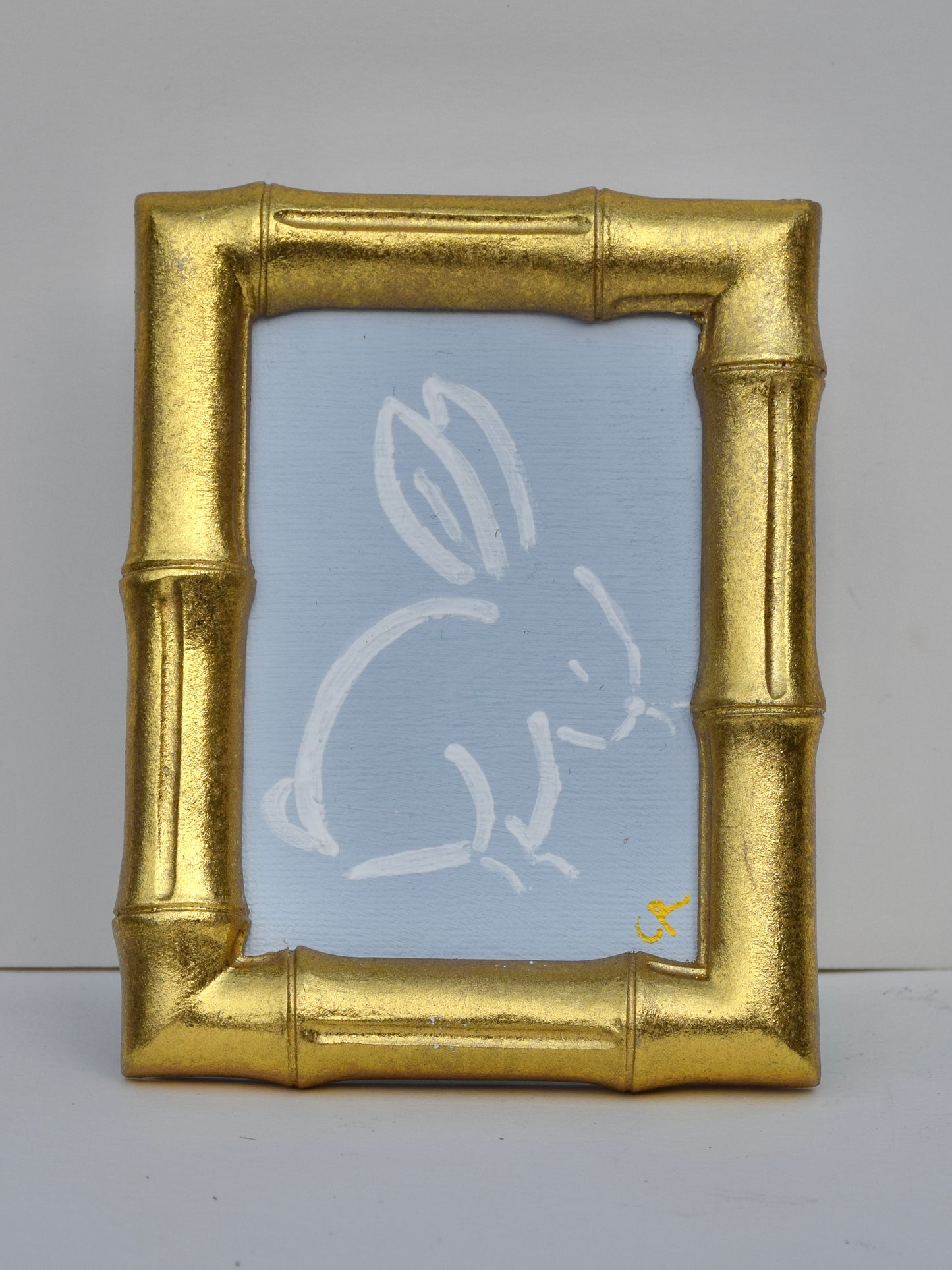 Bunny I (Blue) in Gold Round, Square, Oval or Rectangle Frame