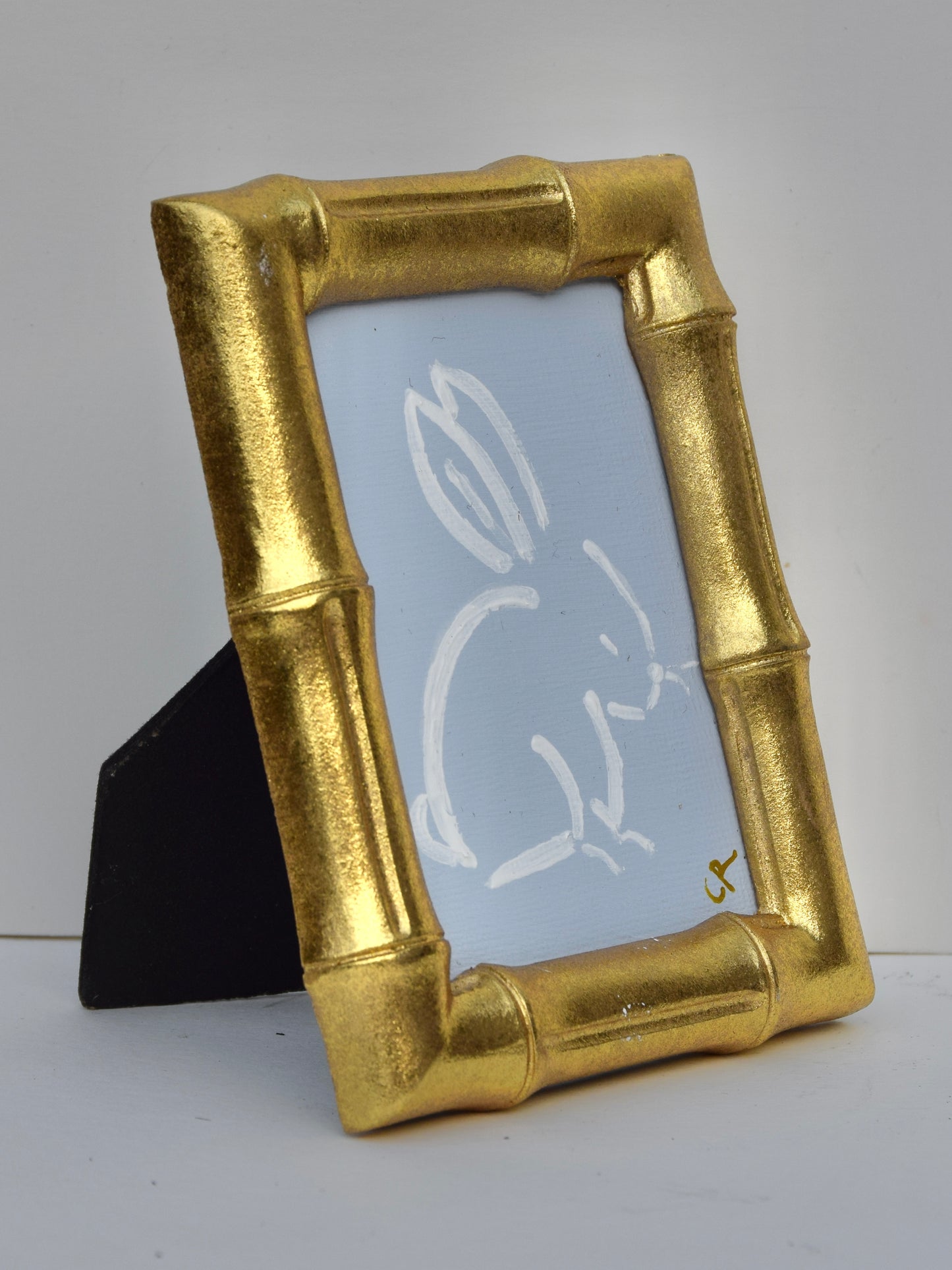 Bunny I (Blue) in Gold Round, Square, Oval or Rectangle Frame