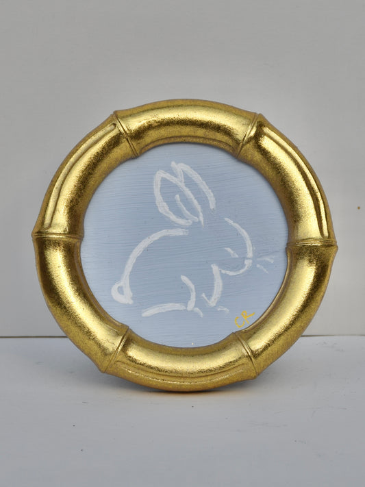 Bunny I (Blue) in Gold Round, Square, Oval or Rectangle Frame