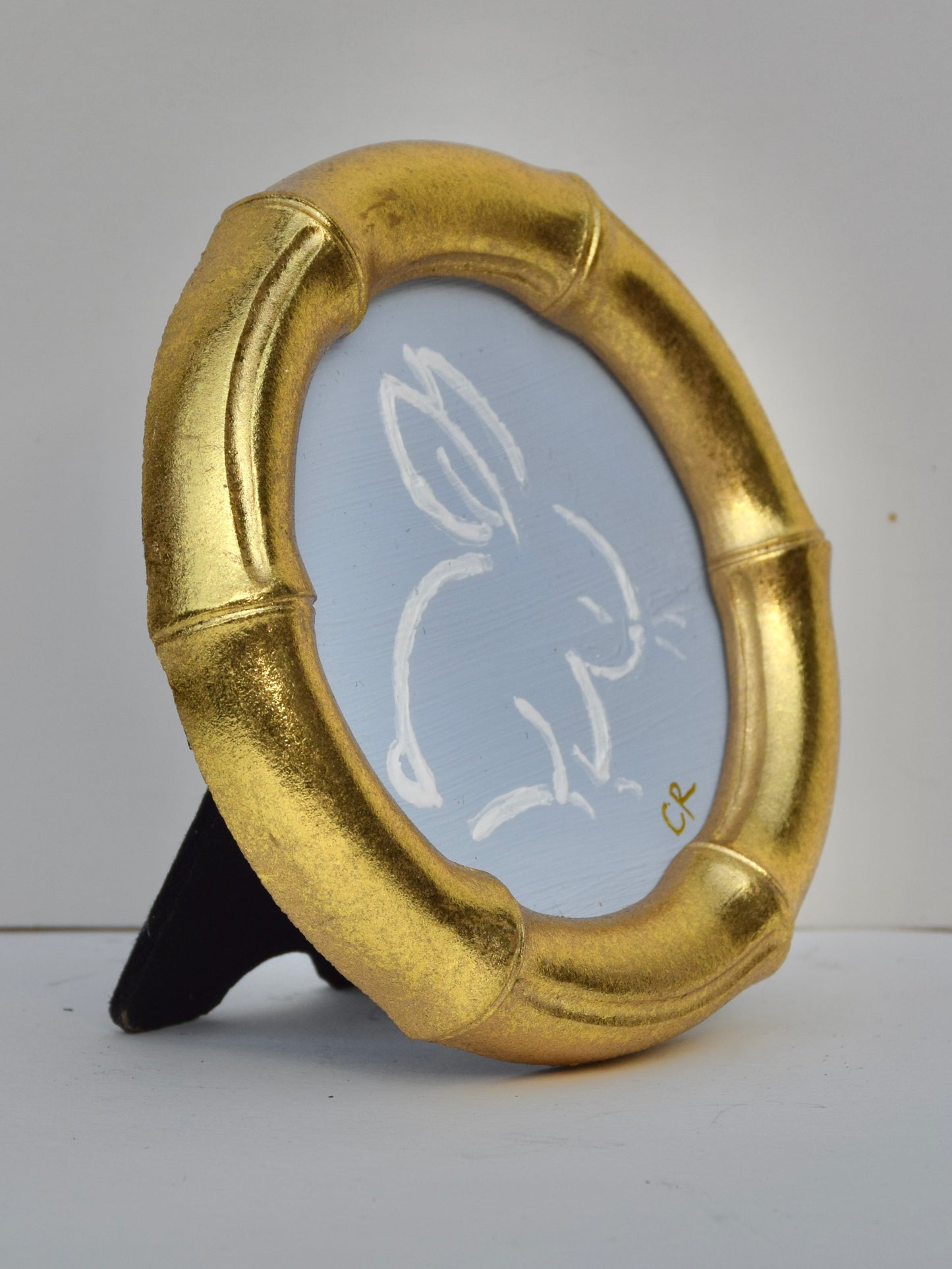 Bunny I (Blue) in Gold Round, Square, Oval or Rectangle Frame