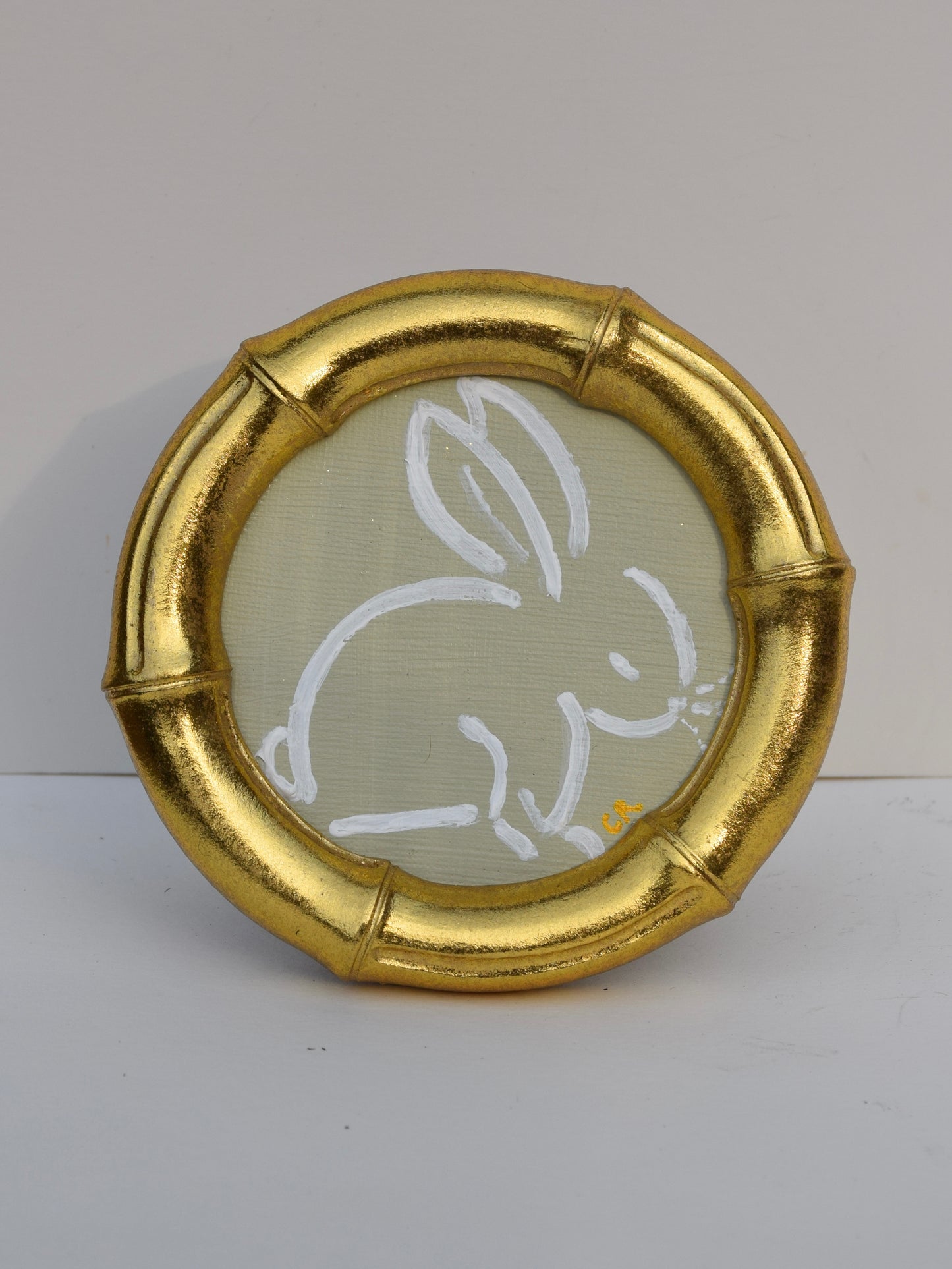 Bunny I (Sage) in Gold Round, Square, Oval or Rectangle Frame
