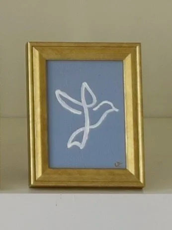 Dove II in Gold Frame (Steel Blue)