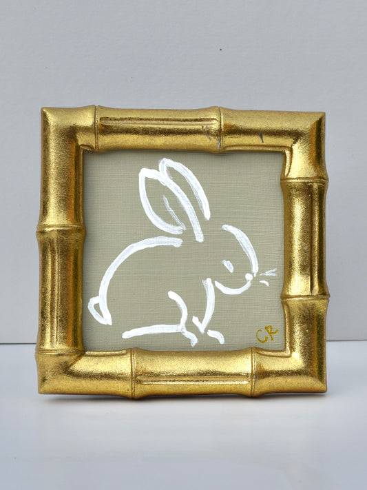 Bunny I (Sage) in Gold Round, Square, Oval or Rectangle Frame