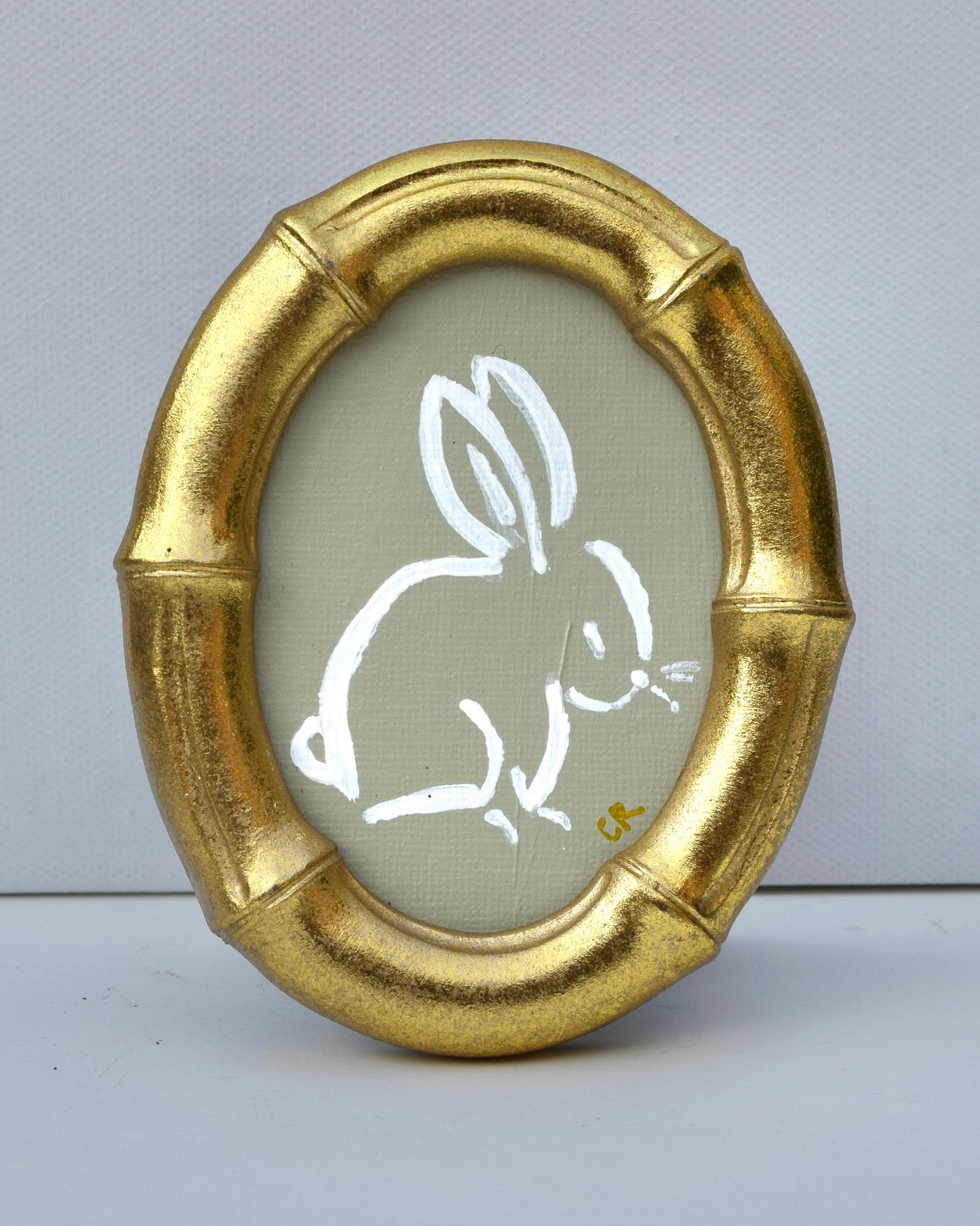 Bunny I (Sage) in Gold Round, Square, Oval or Rectangle Frame