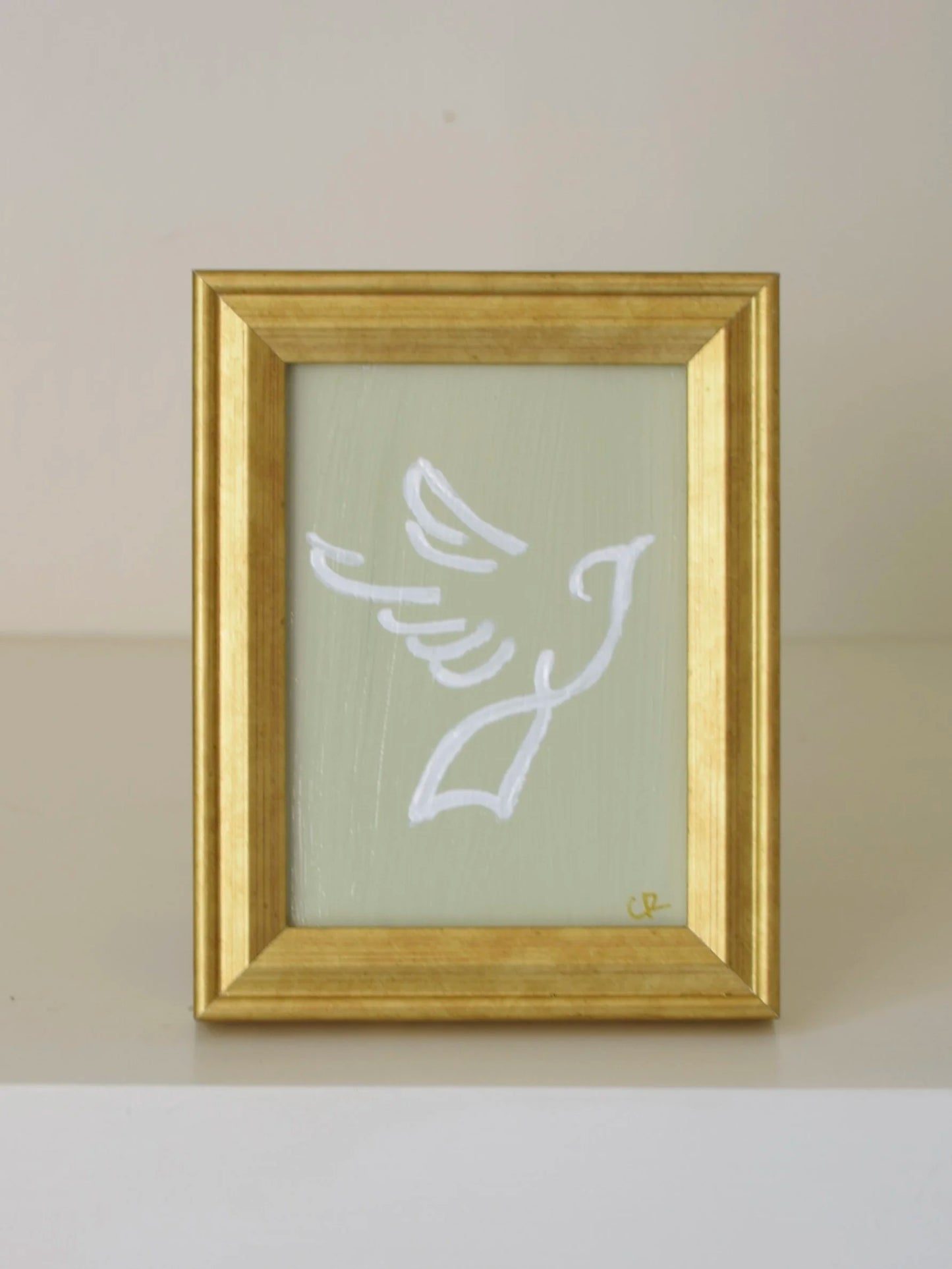 Dove IV in Gold Frame (Sage)