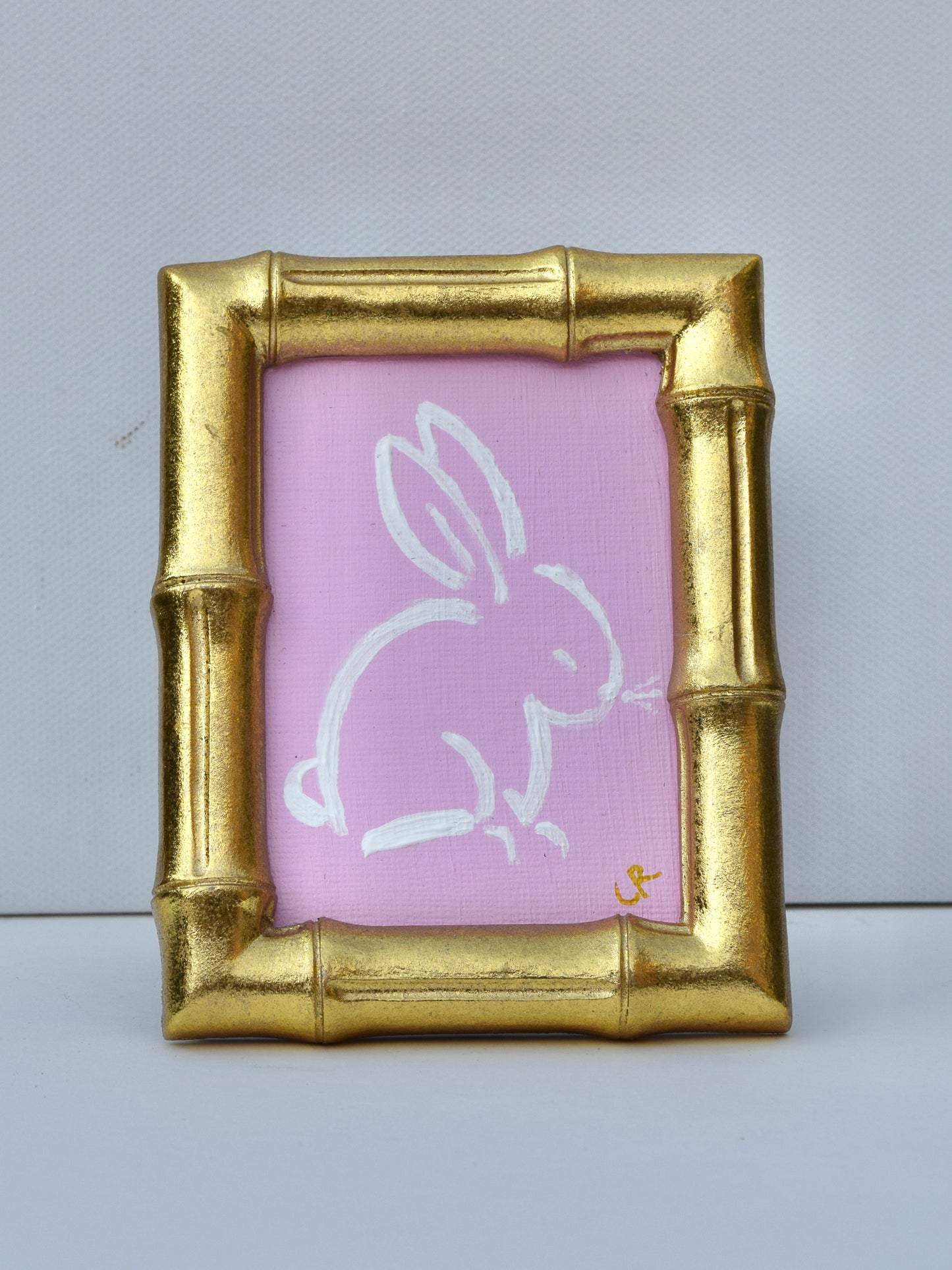 Bunny I (Pink) in Gold Round, Square, Oval or Rectangle Frame