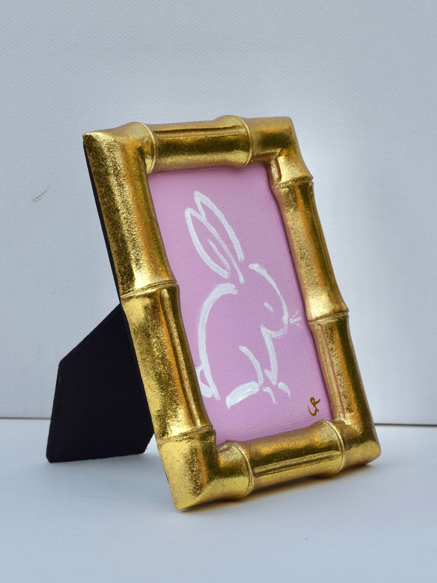 Bunny I (Pink) in Gold Round, Square, Oval or Rectangle Frame