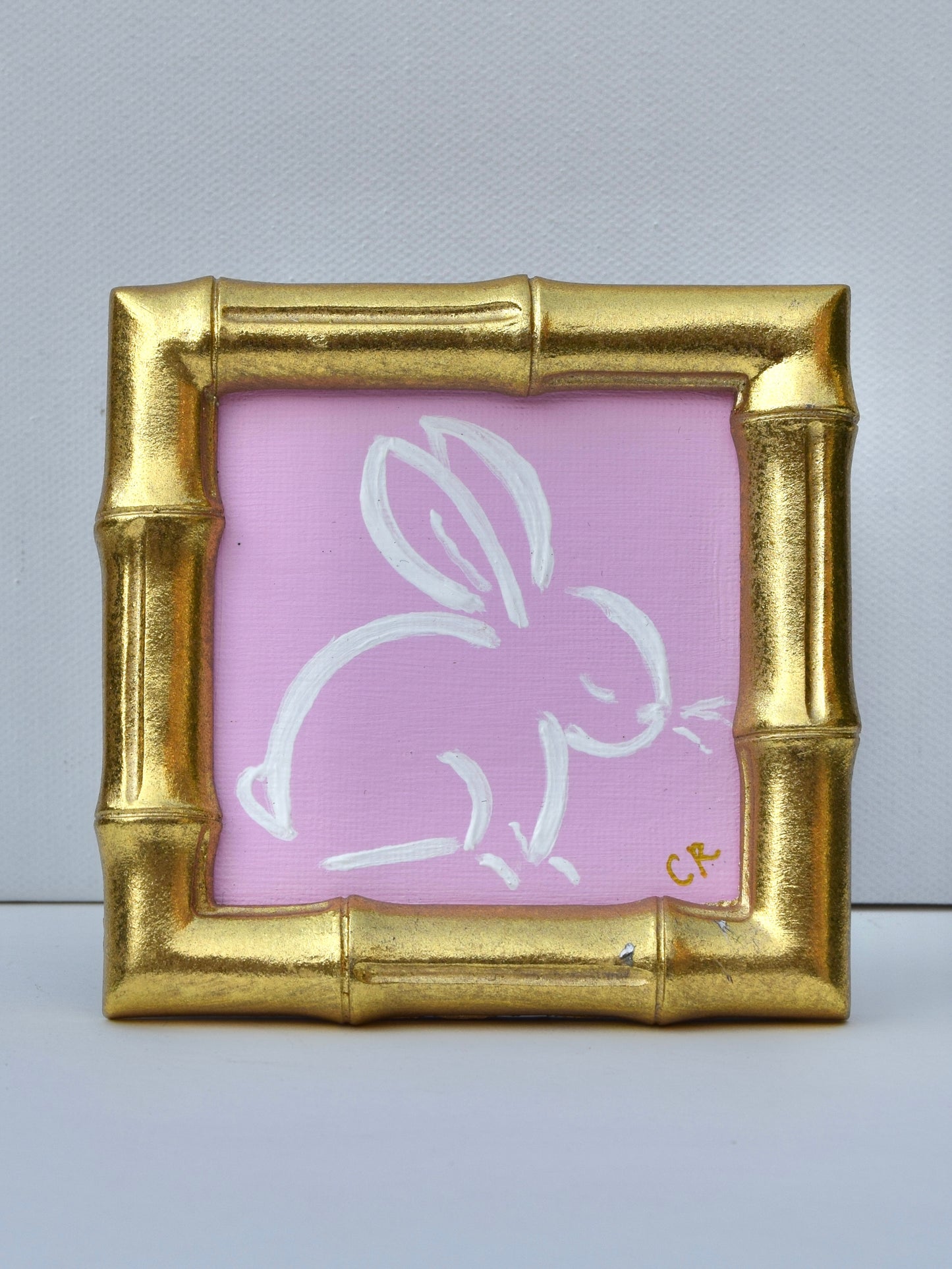 Bunny I (Pink) in Gold Round, Square, Oval or Rectangle Frame