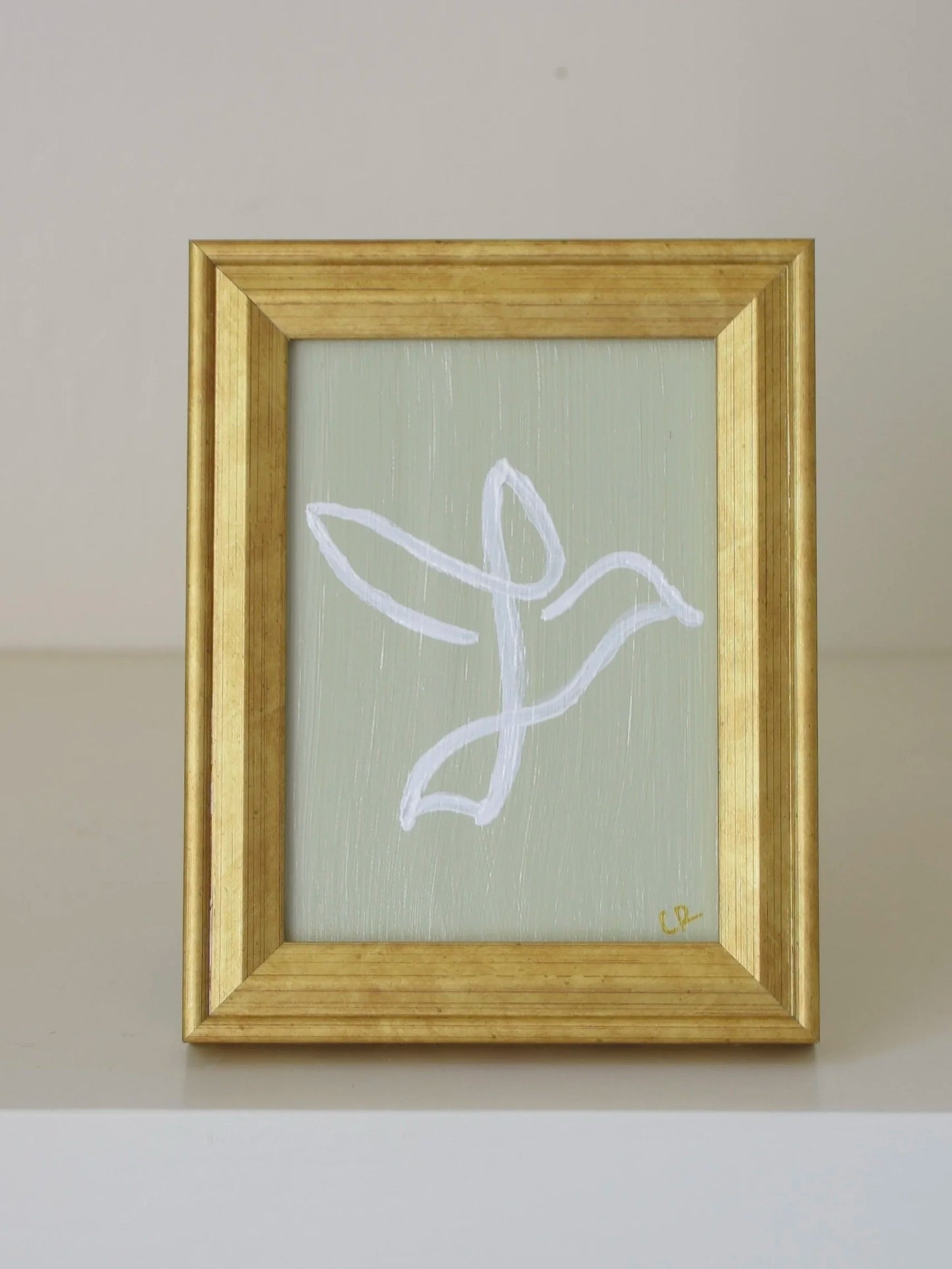 Dove II in Gold Frame (Sage)