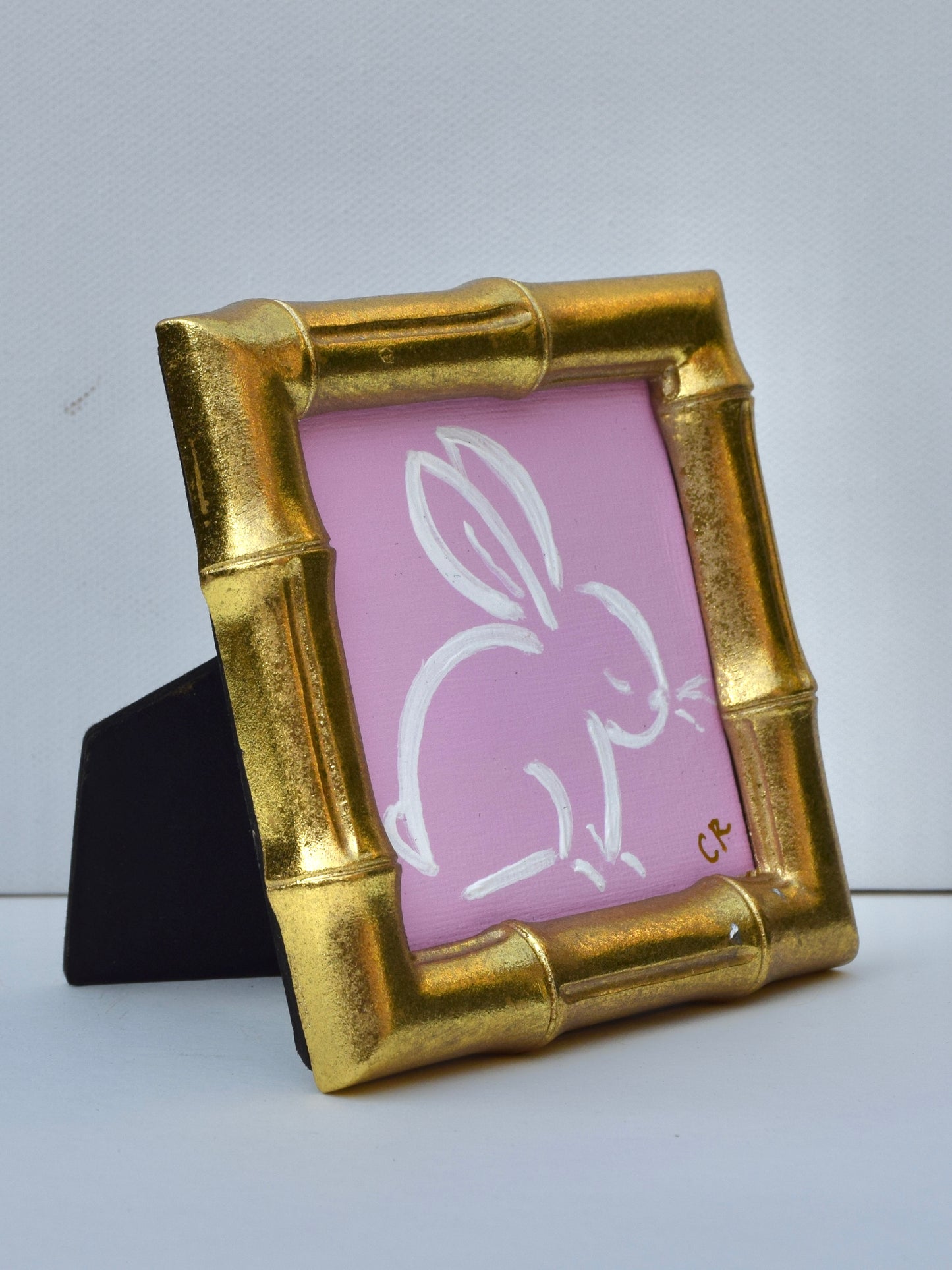 Bunny I (Pink) in Gold Round, Square, Oval or Rectangle Frame