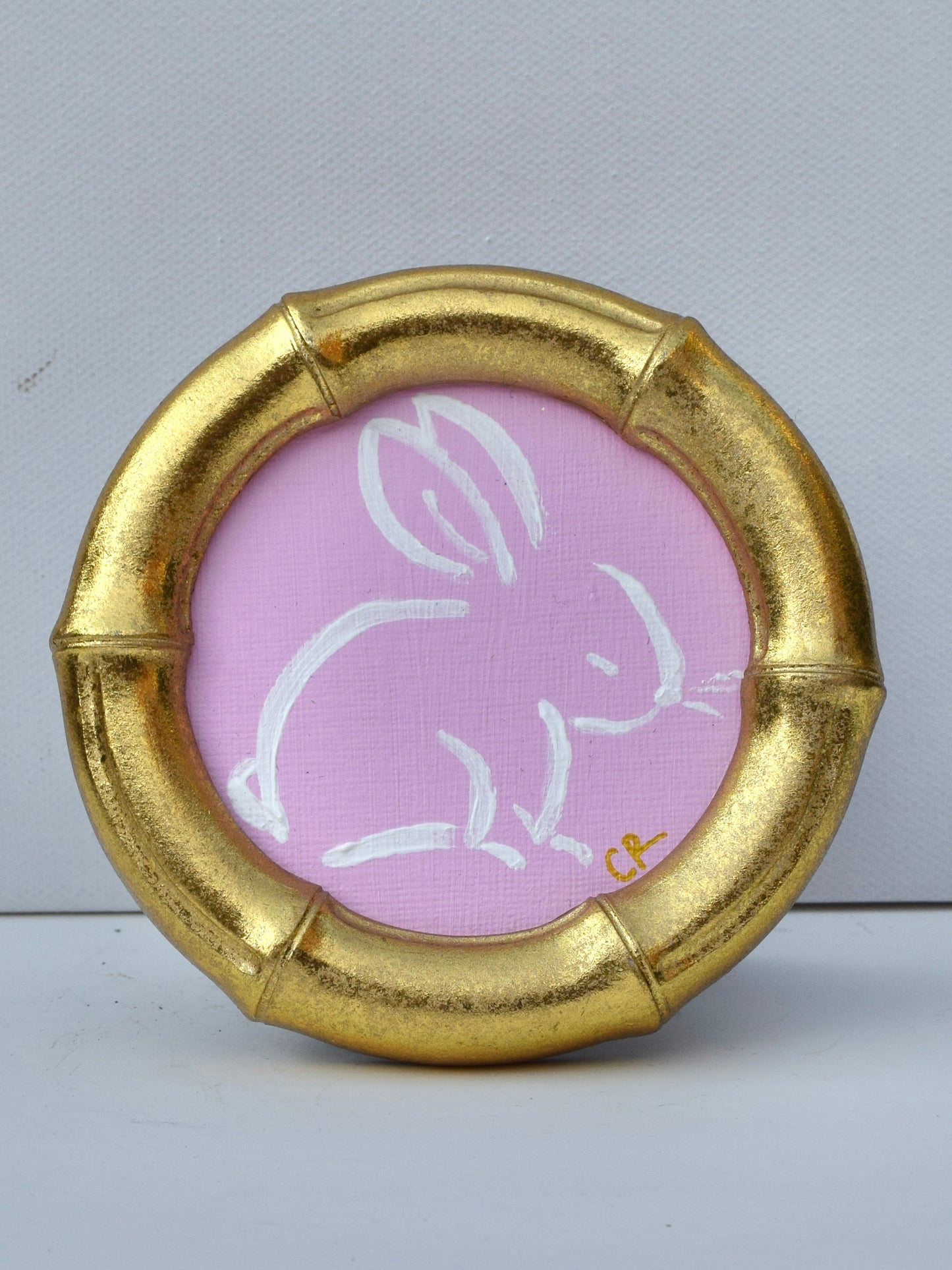 Bunny I (Pink) in Gold Round, Square, Oval or Rectangle Frame