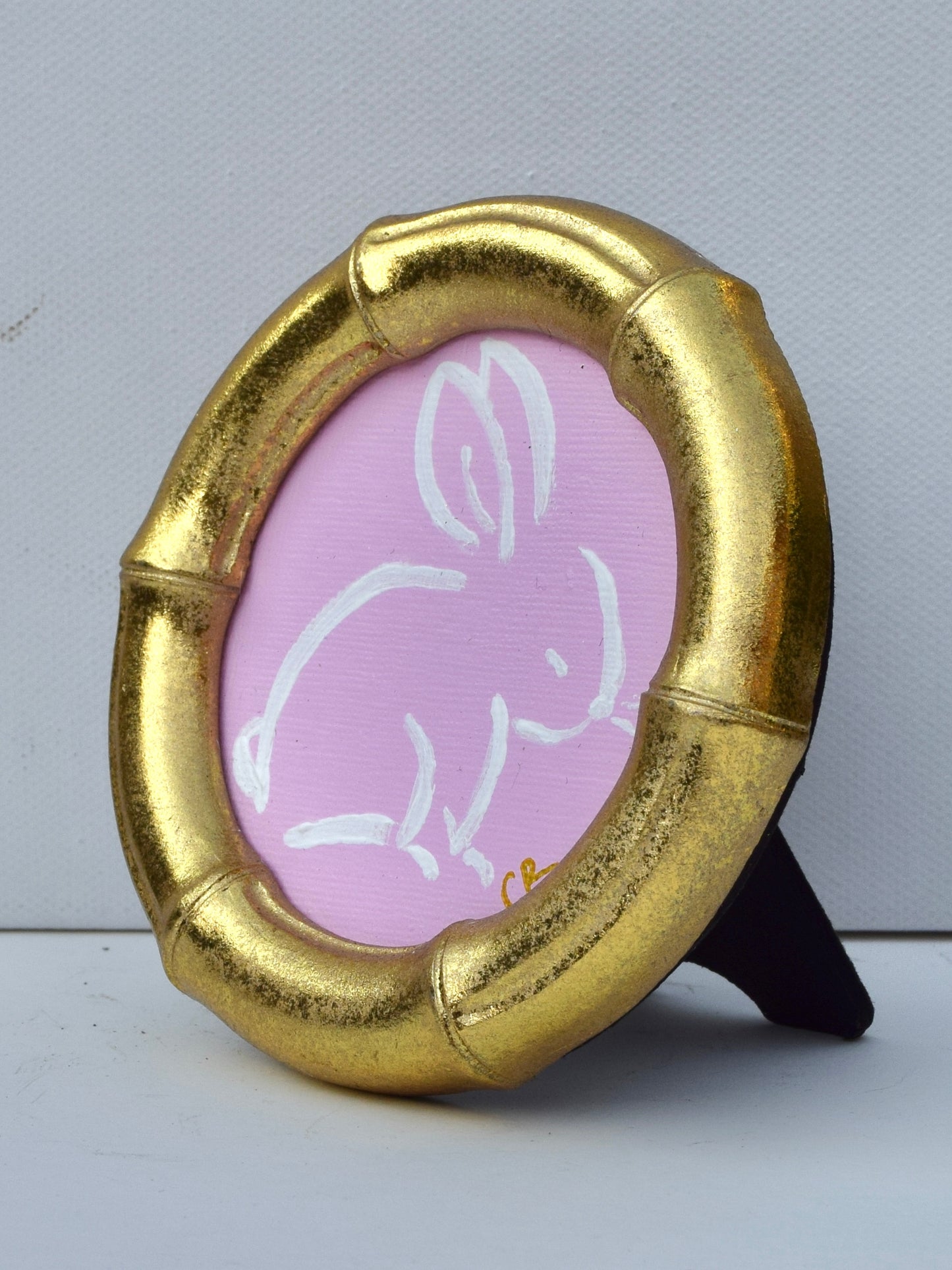 Bunny I (Pink) in Gold Round, Square, Oval or Rectangle Frame