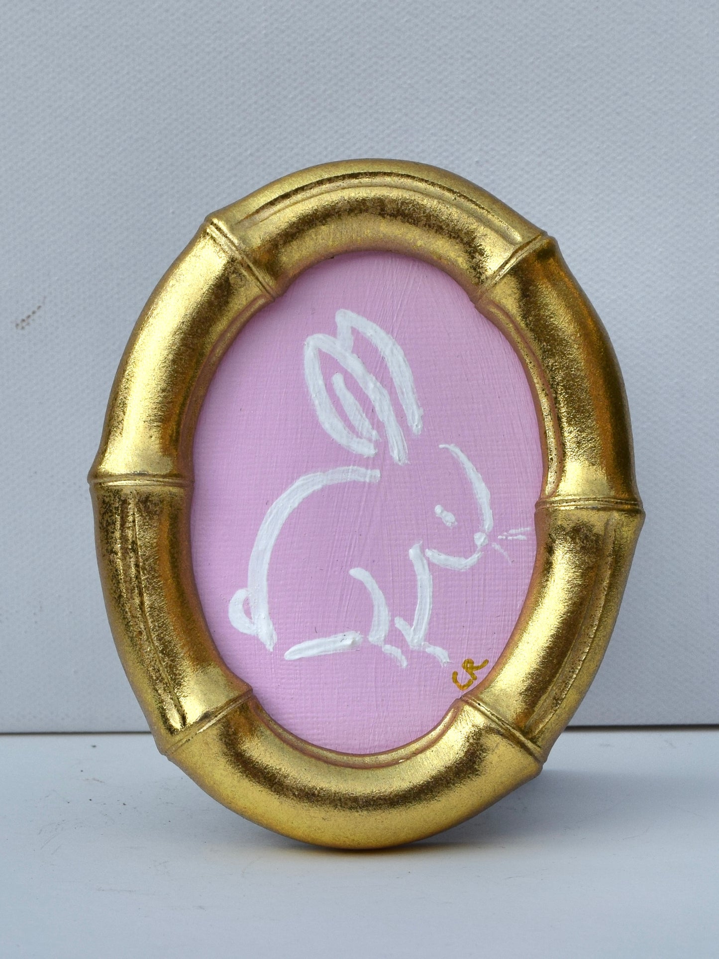 Bunny I (Pink) in Gold Round, Square, Oval or Rectangle Frame