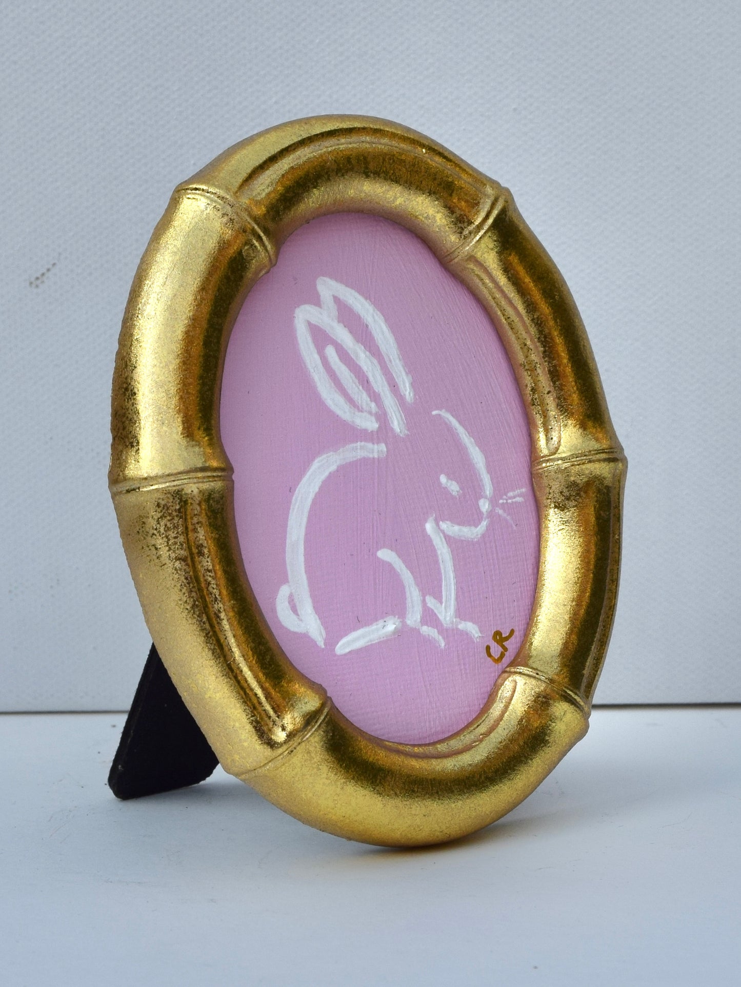 Bunny I (Pink) in Gold Round, Square, Oval or Rectangle Frame