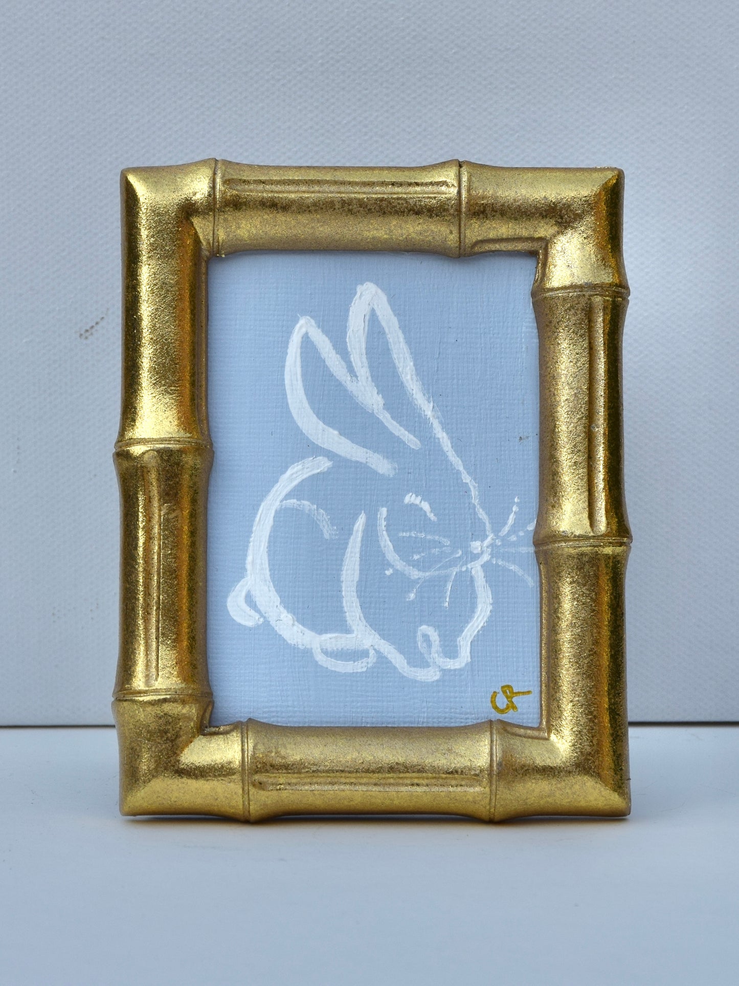 Bunny II (Blue) in Gold Round, Square, Oval or Rectangle Frame
